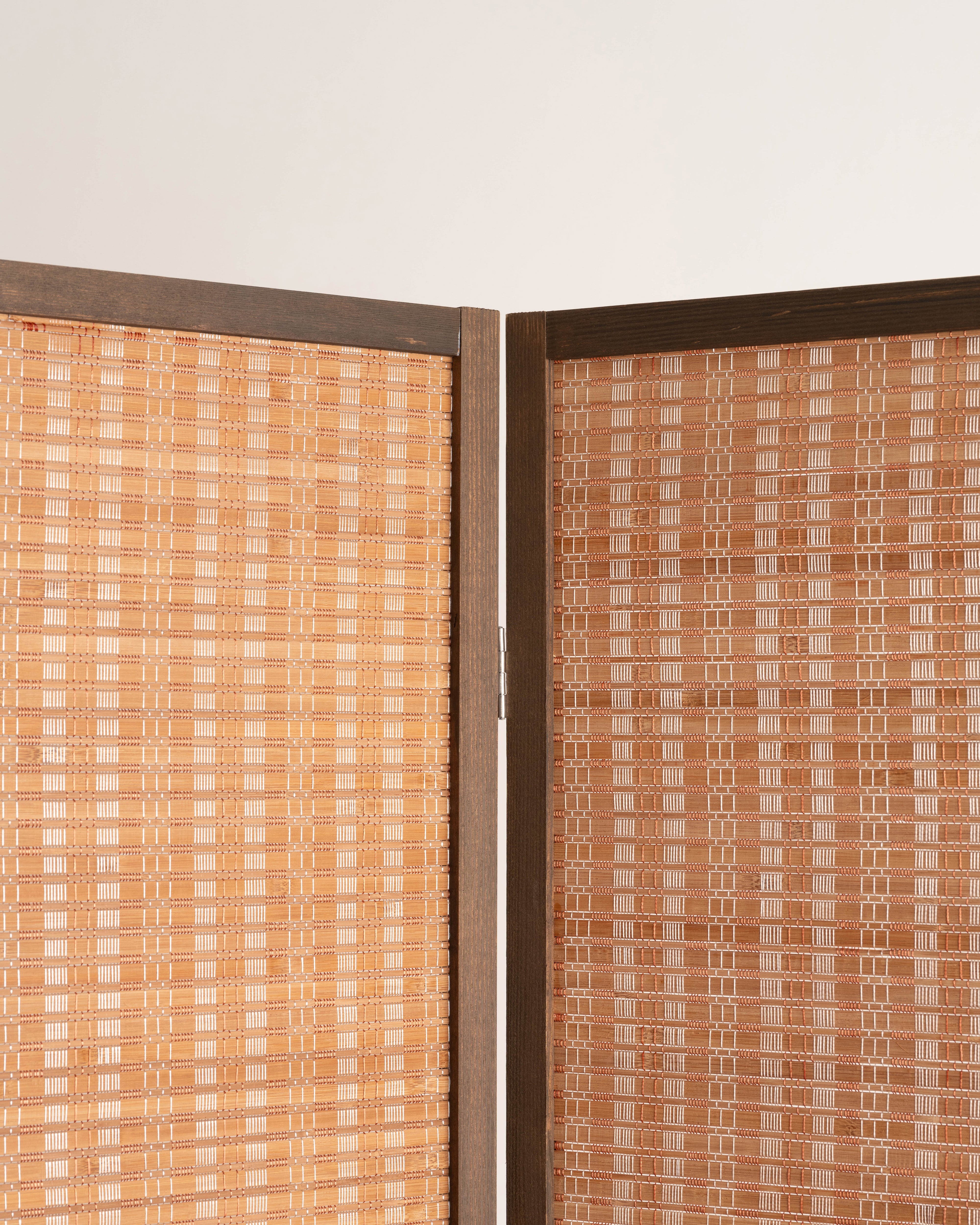 Bamboo Room Divider Folding Screen with Shelves