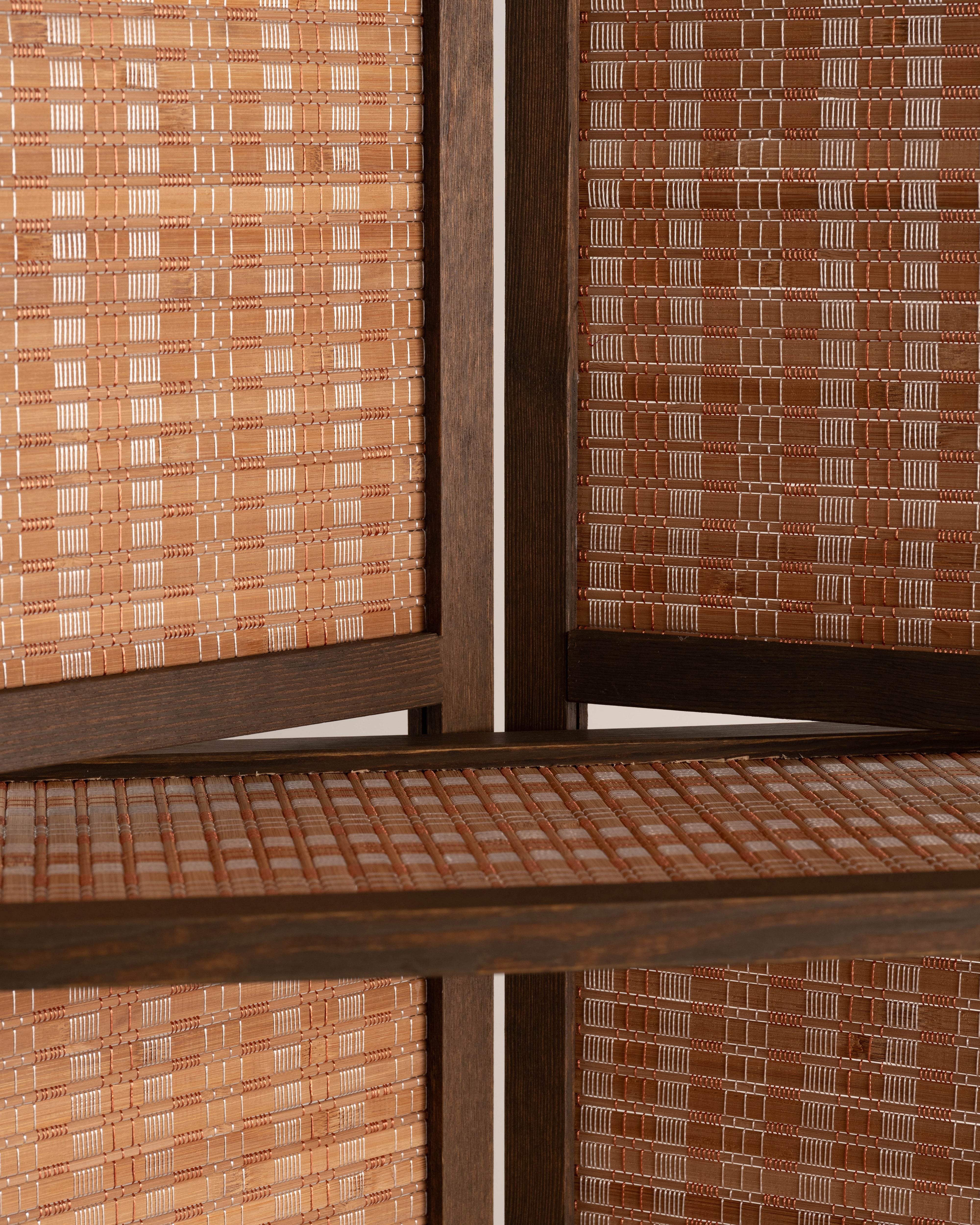 Bamboo Room Divider Folding Screen with Shelves