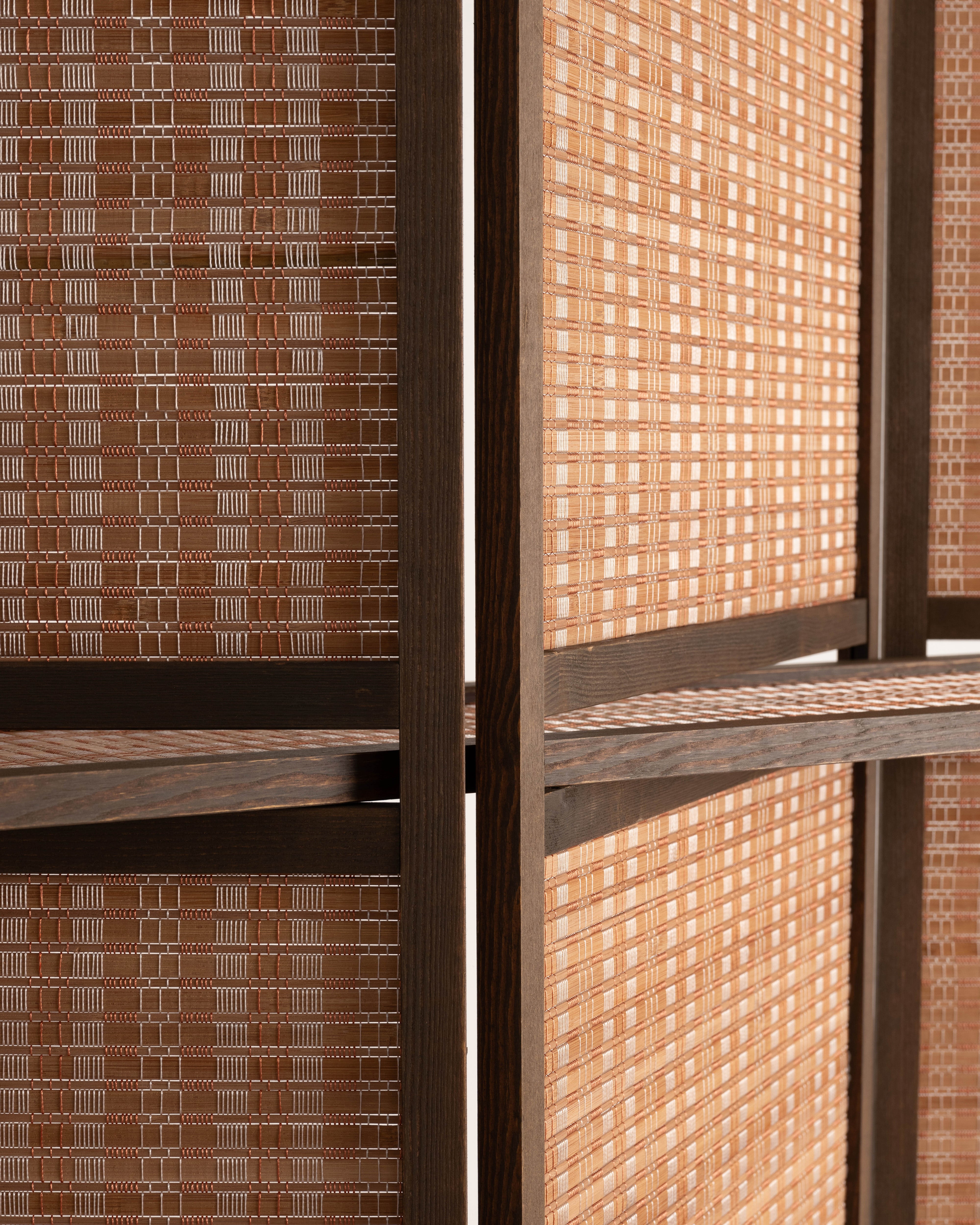 Bamboo Room Divider Folding Screen with Shelves