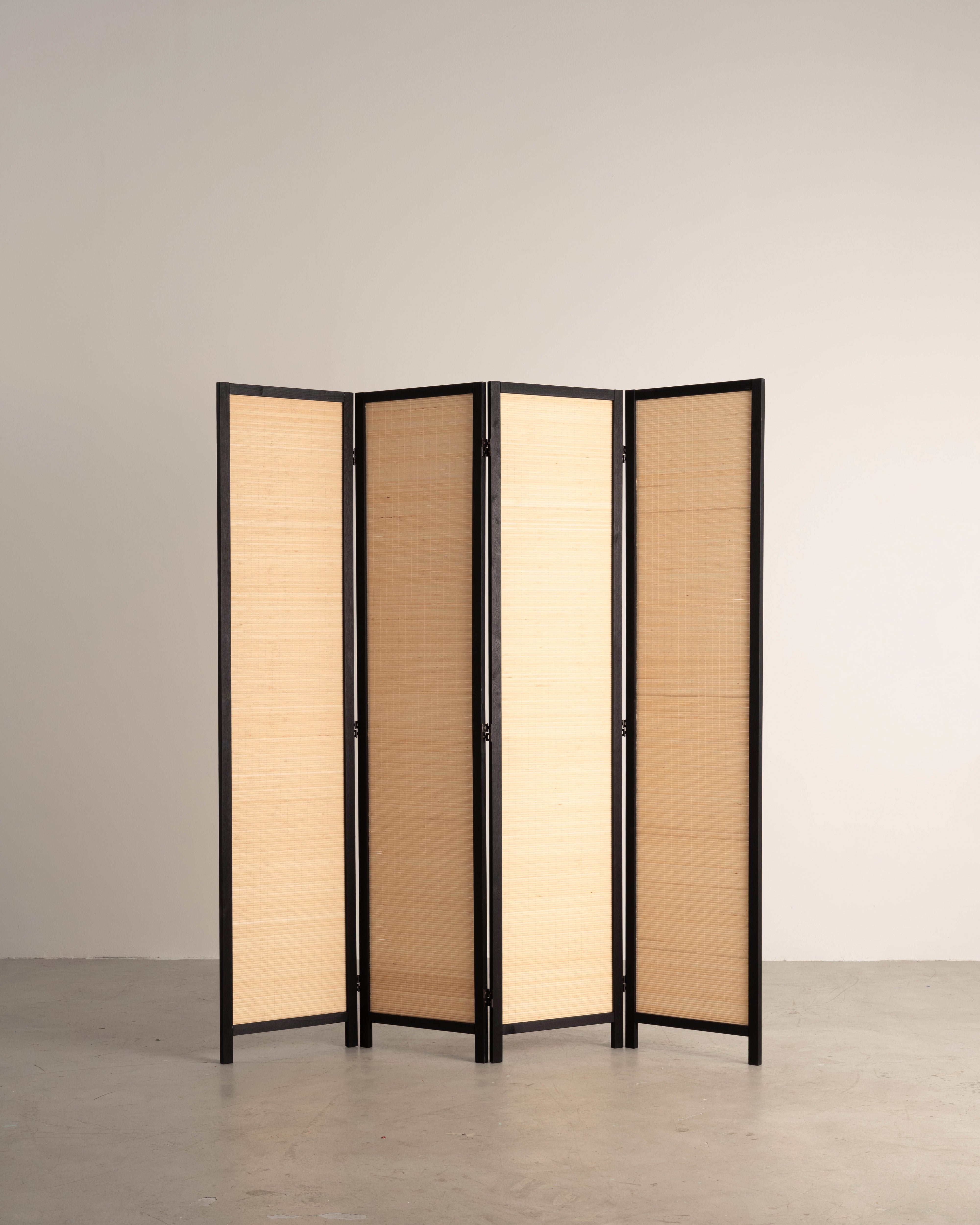 Carbonized Natural Bamboo Room Divider Folding Screen