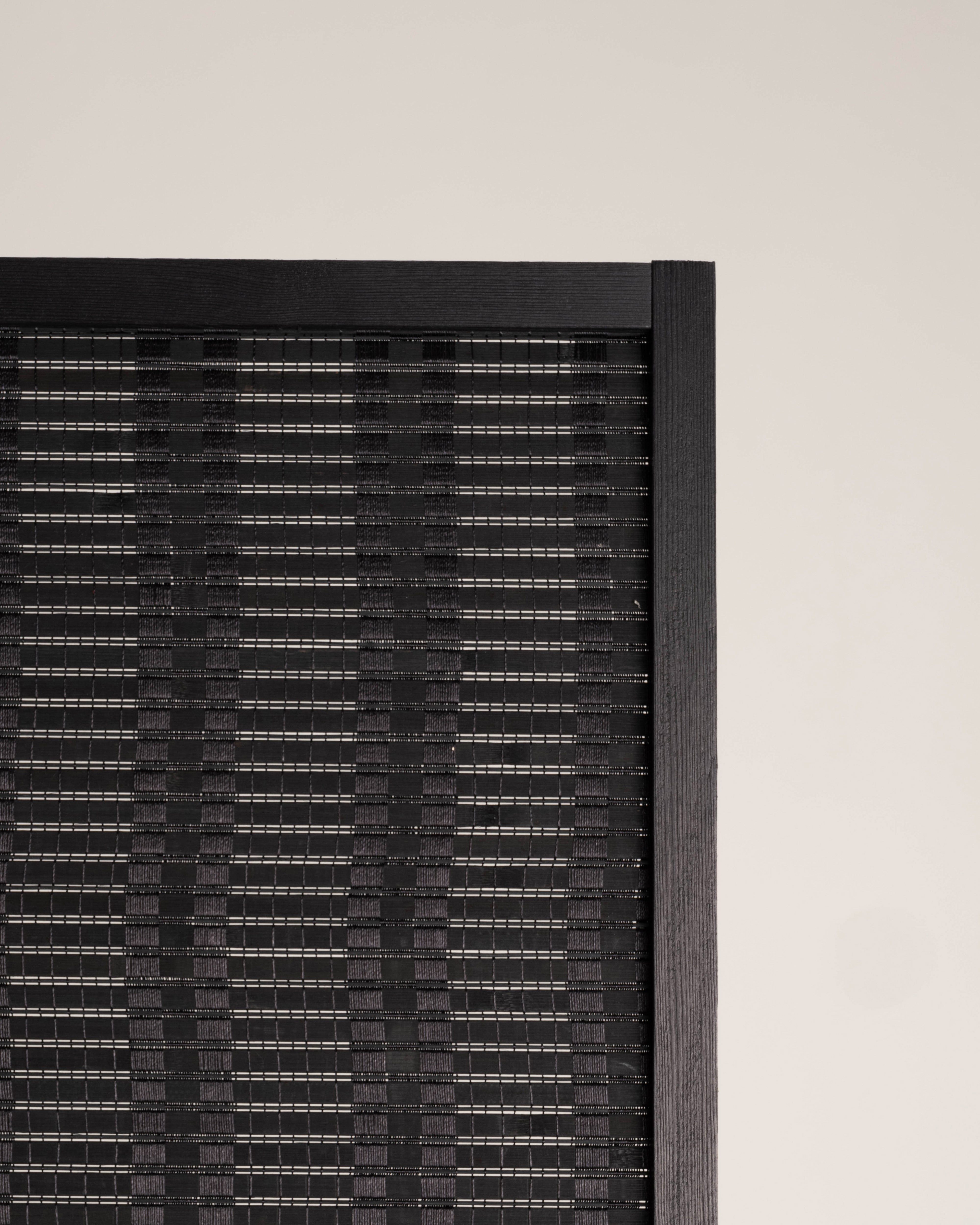 Bamboo Room Divider Folding Screen in Black