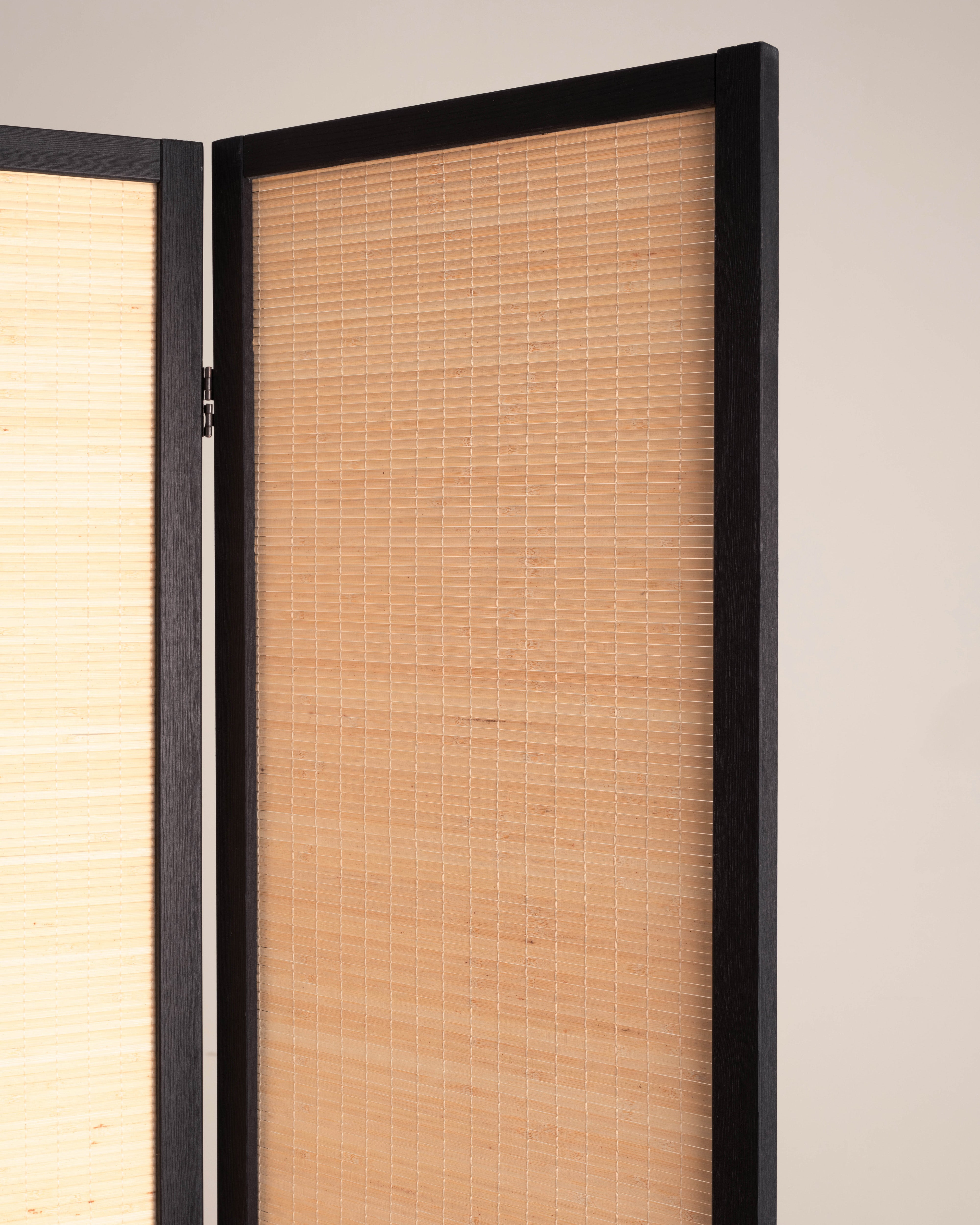 Carbonized Natural Bamboo Room Divider Folding Screen