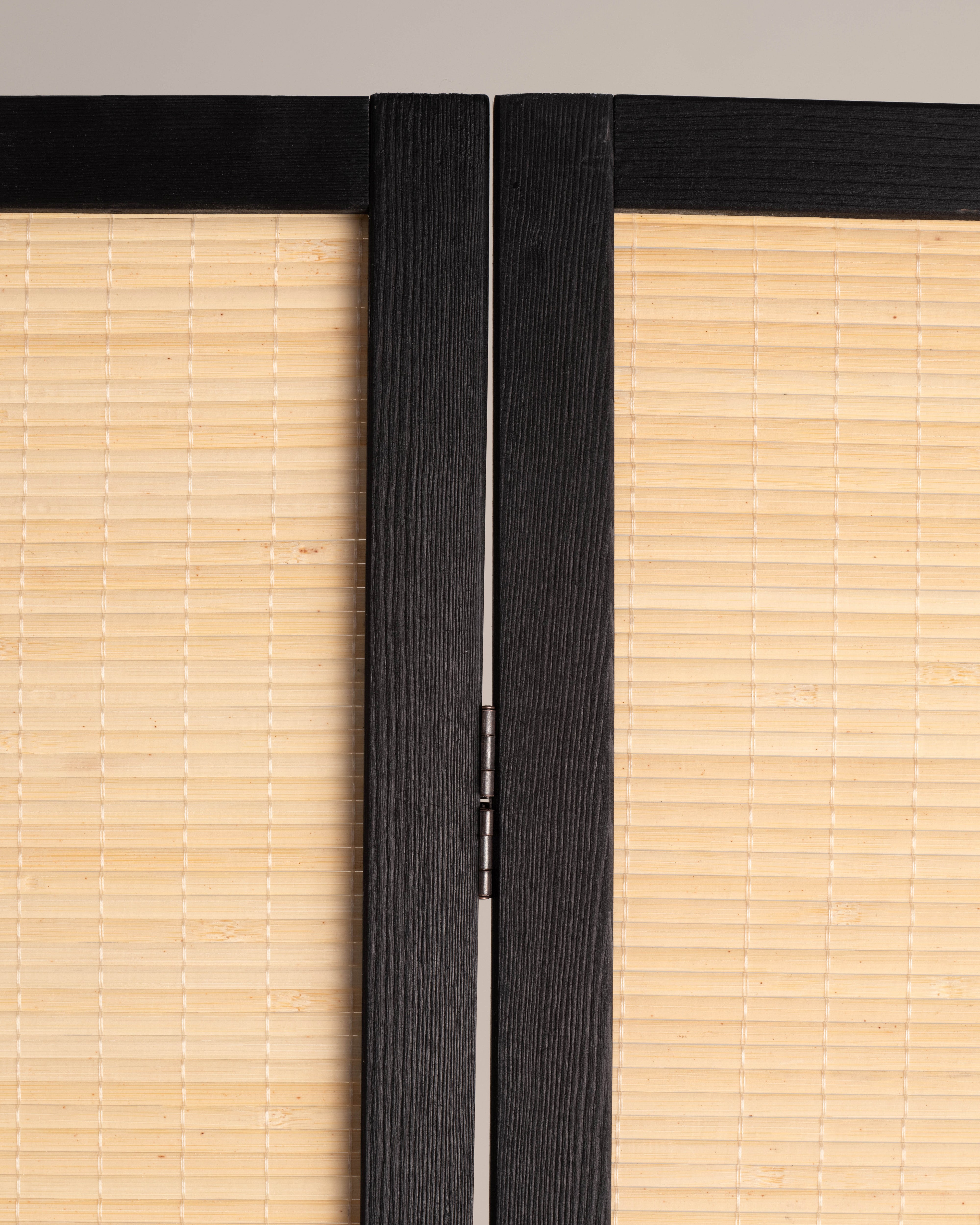 Carbonized Natural Bamboo Room Divider Folding Screen