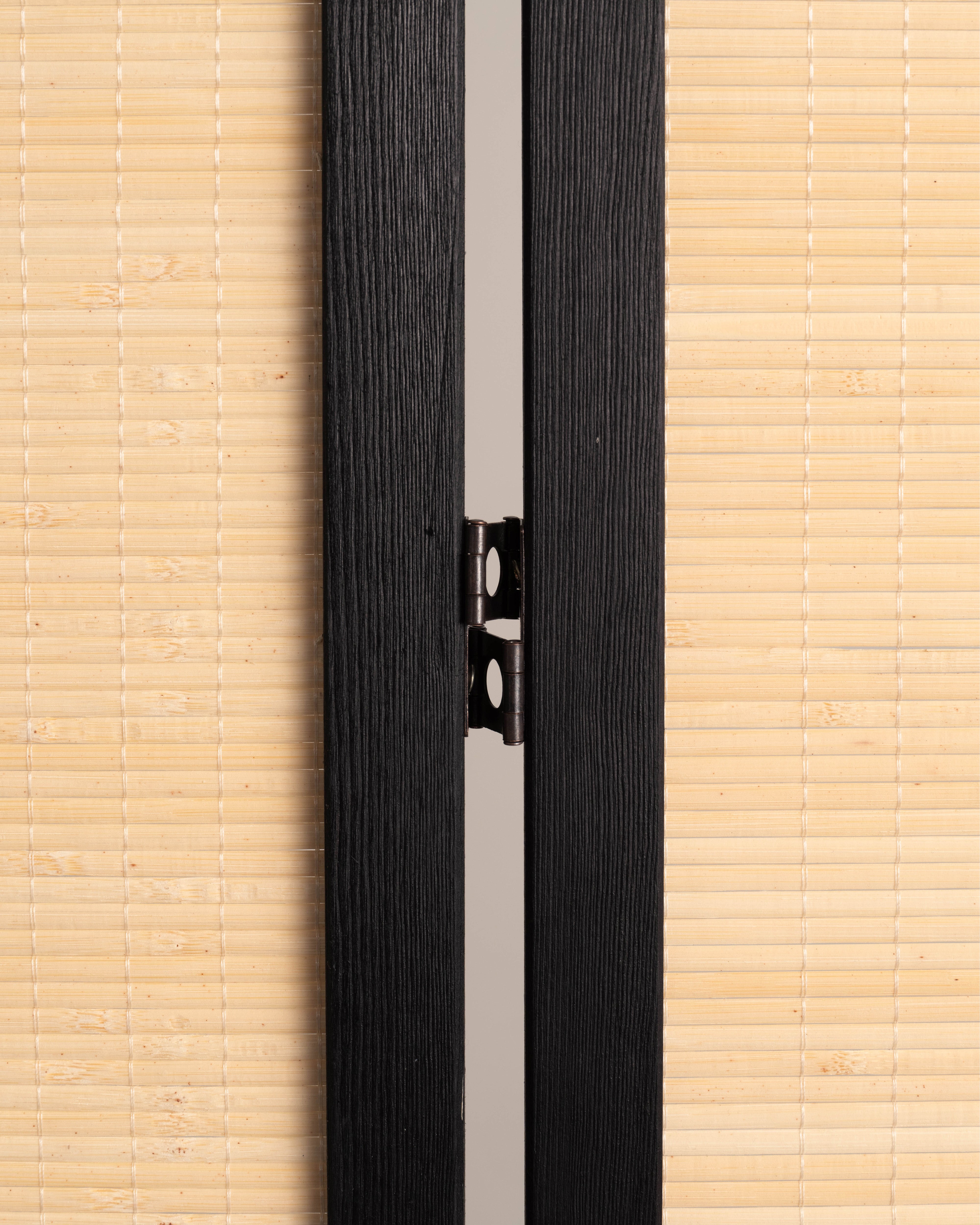 Carbonized Natural Bamboo Room Divider Folding Screen