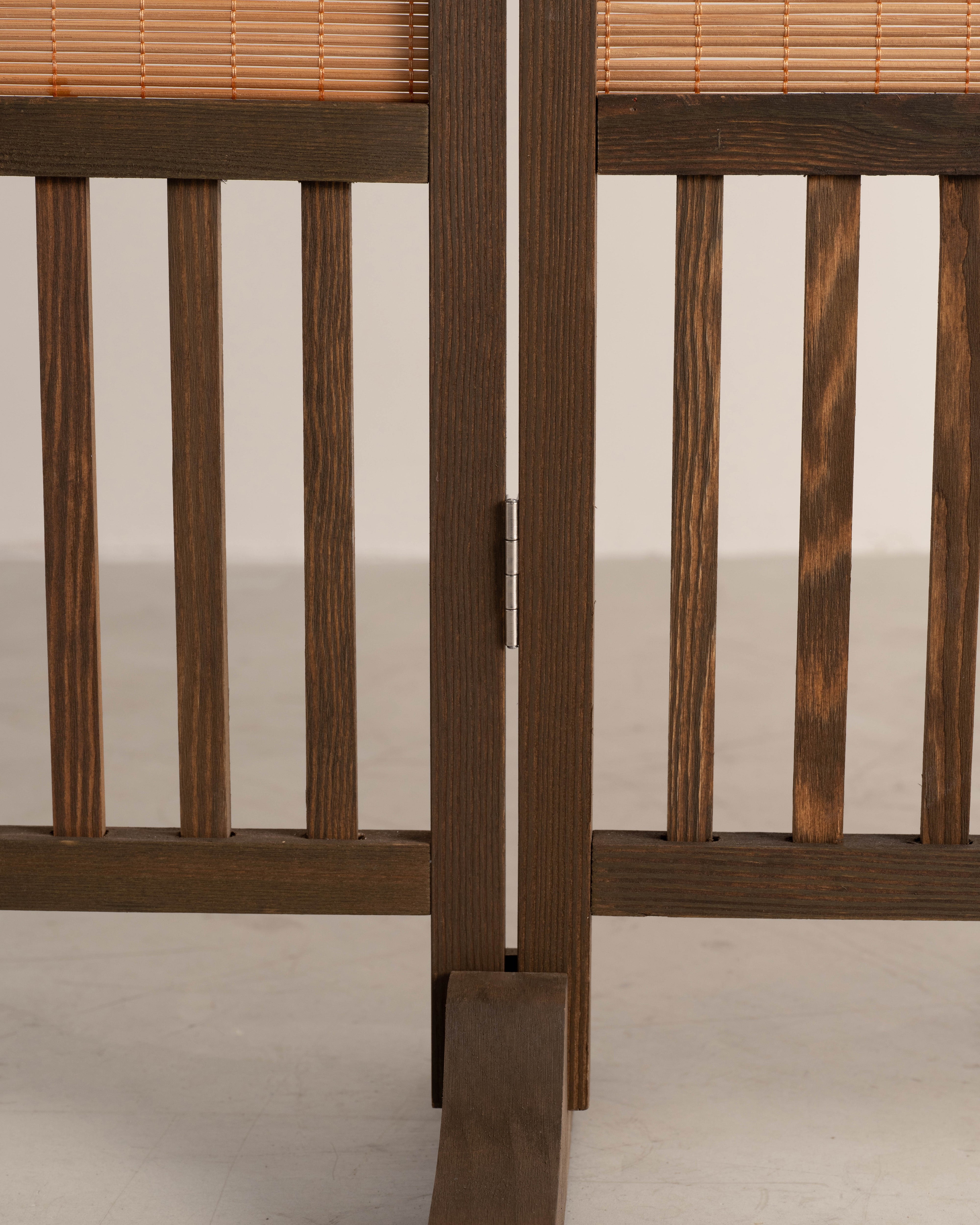 Bamboo Room Divider Folding Screen with Fence Bottom