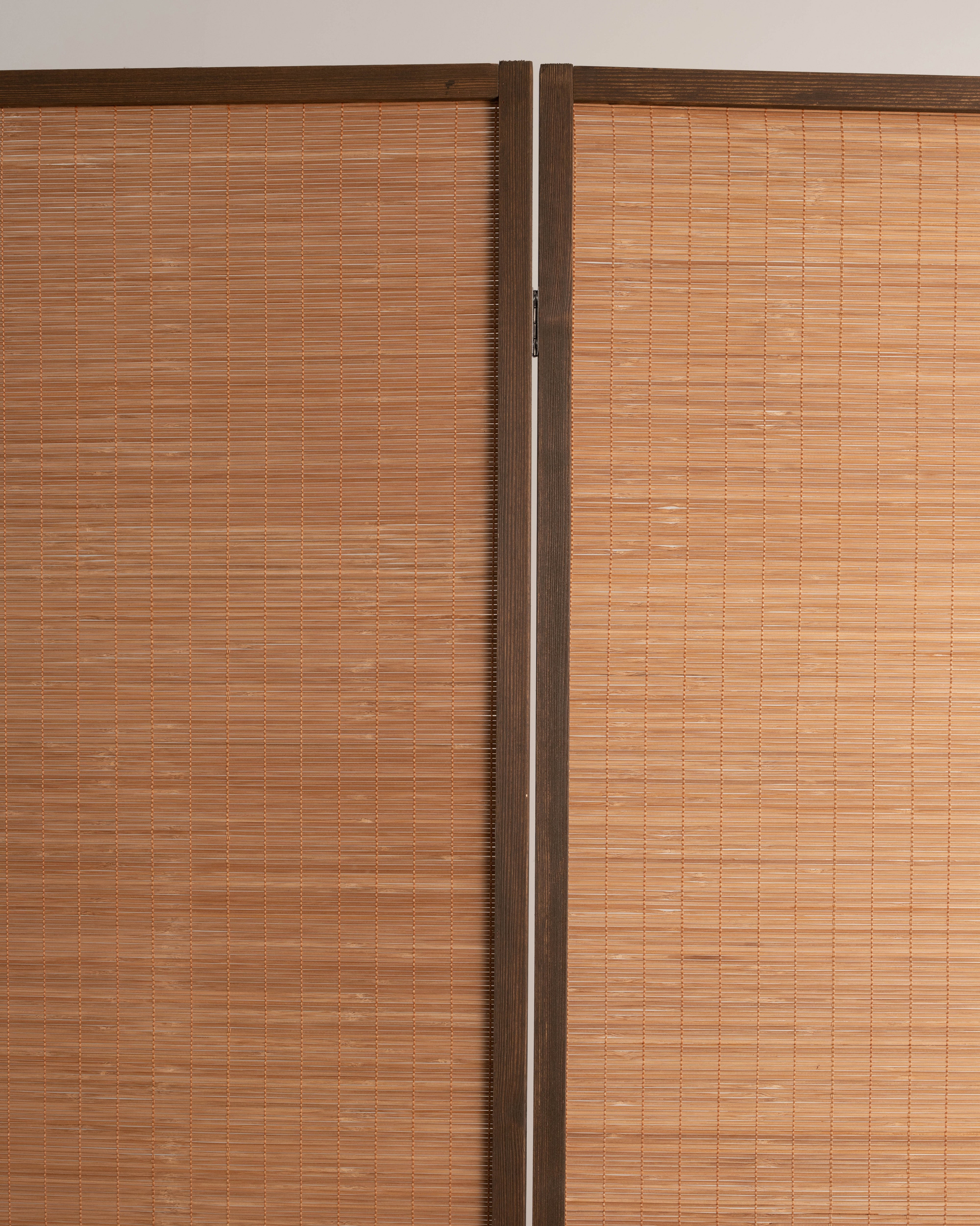 Bamboo Room Divider Folding Screen with Fence Bottom