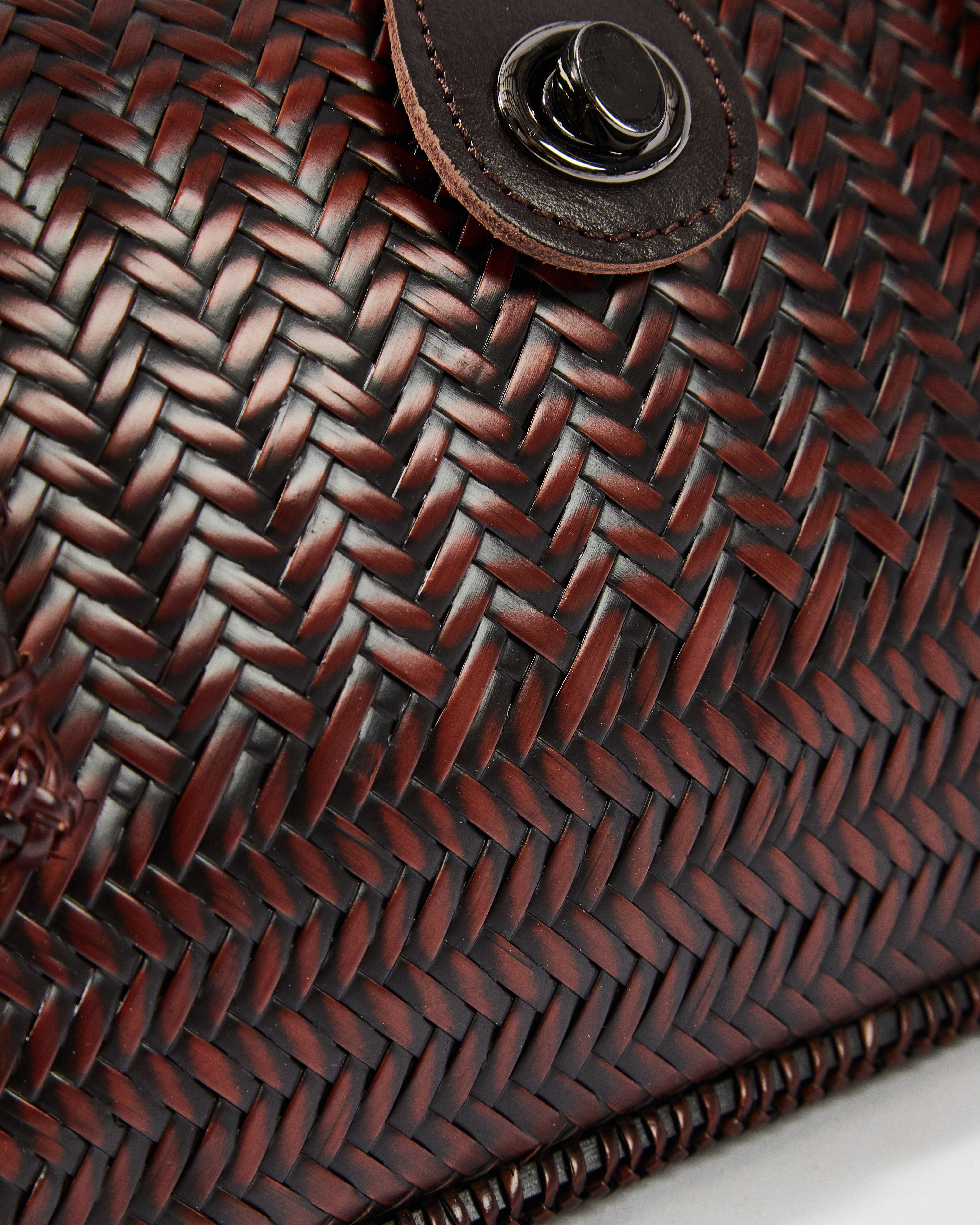 Woven Bamboo Handbag with Rattan Handle