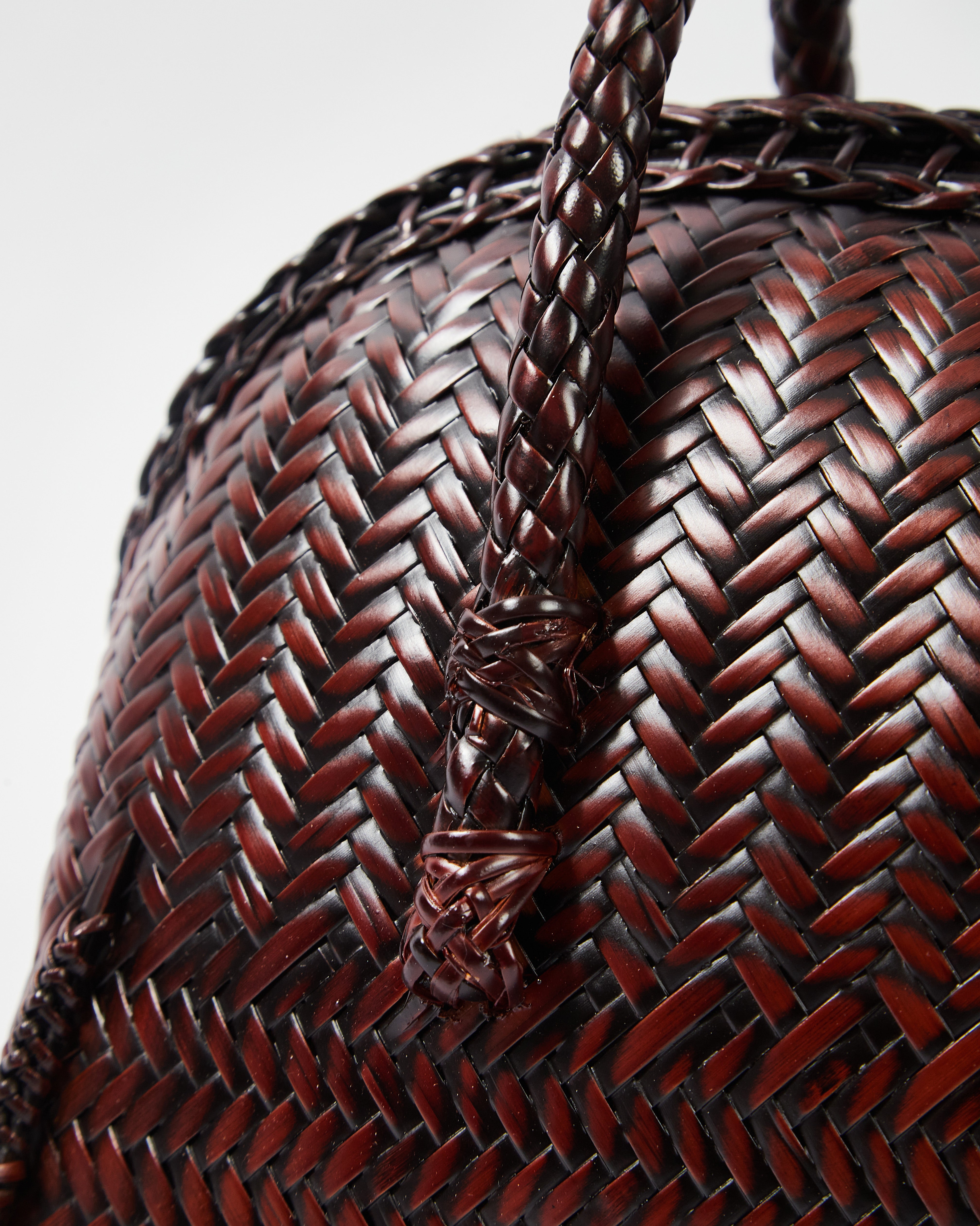 Woven Bamboo Handbag with Rattan Handle