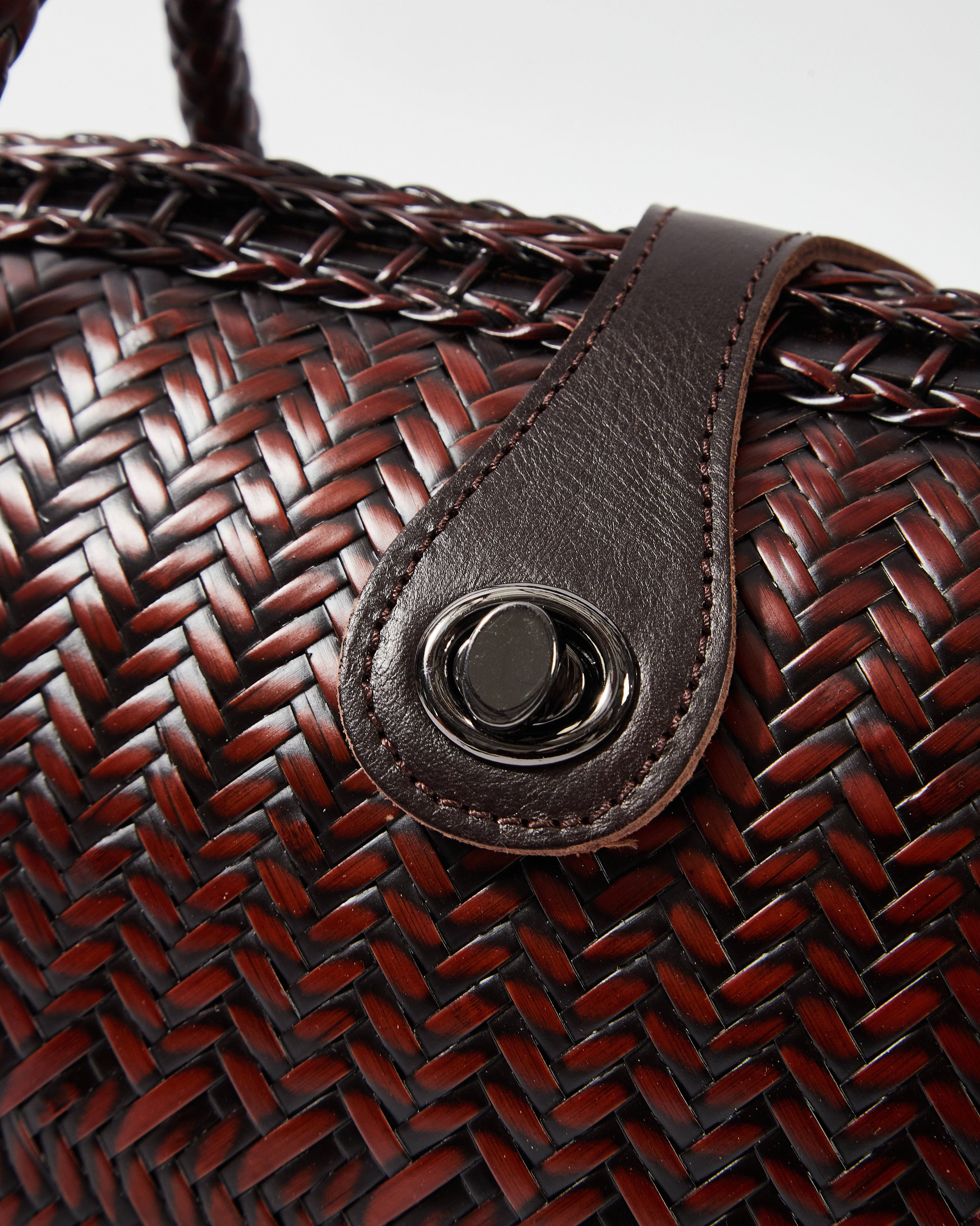 Woven Bamboo Handbag with Rattan Handle