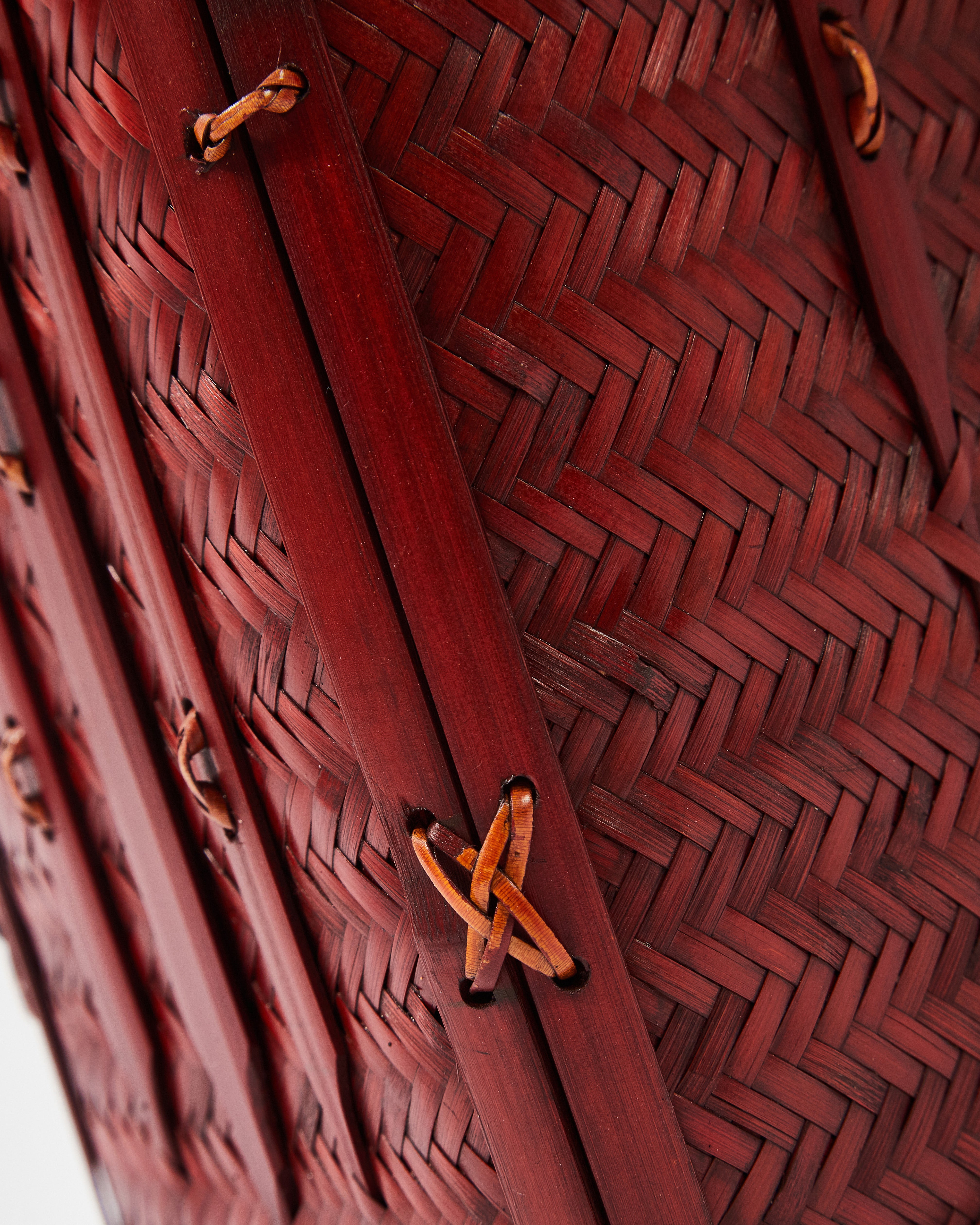 Large Woven Bamboo Bag with Cotton-Linen Pouch