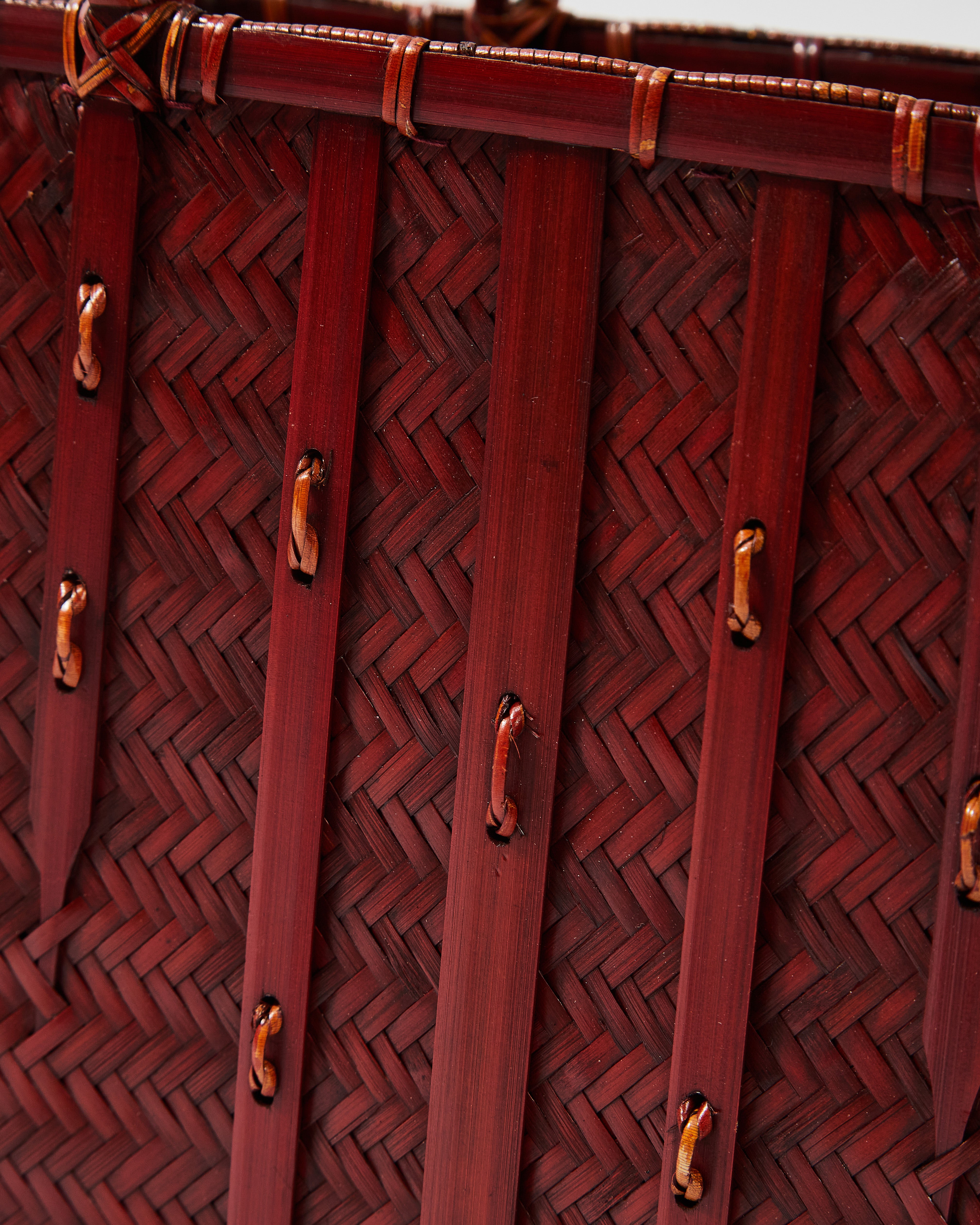 Large Woven Bamboo Bag with Cotton-Linen Pouch