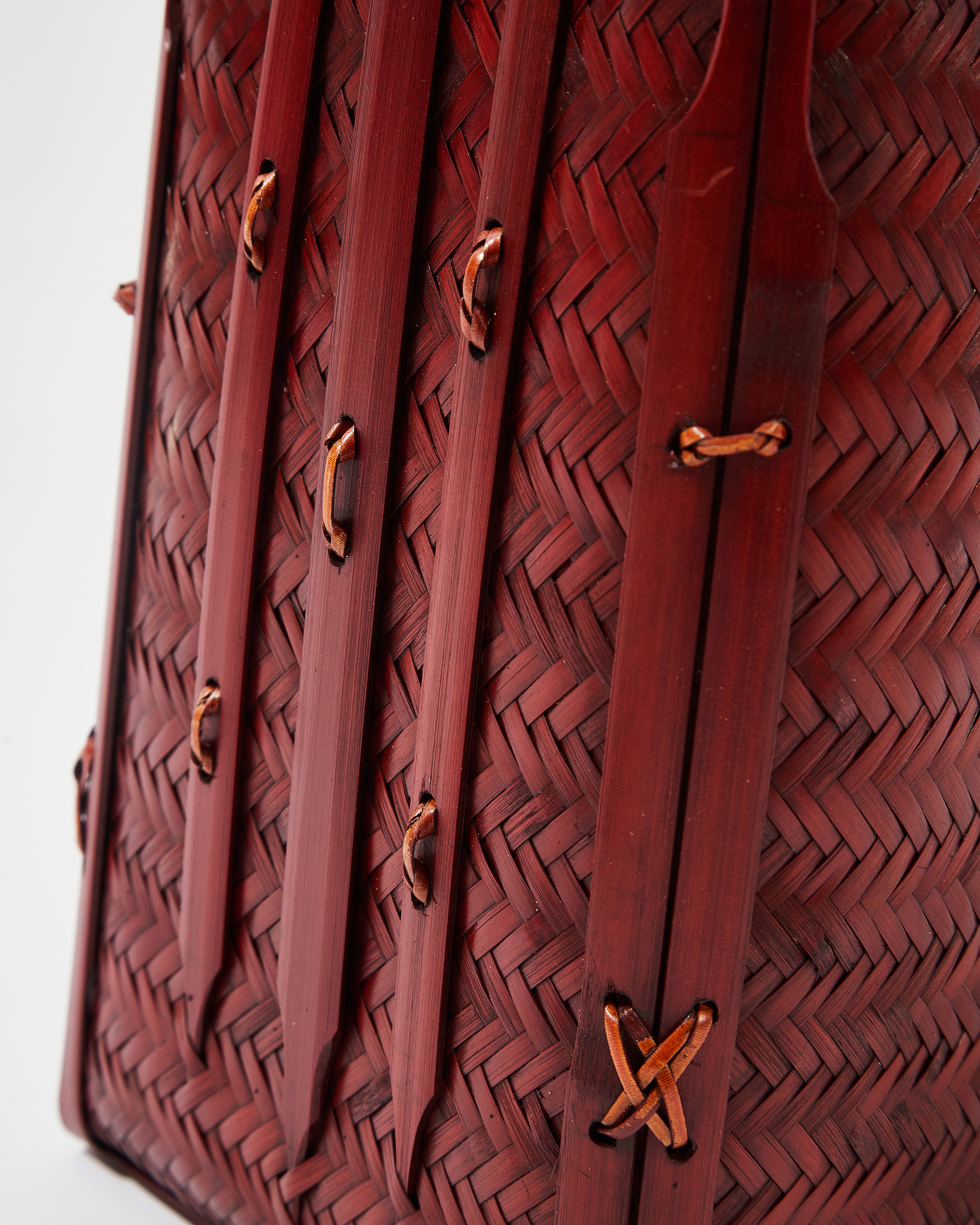 Large Woven Bamboo Bag with Cotton-Linen Pouch