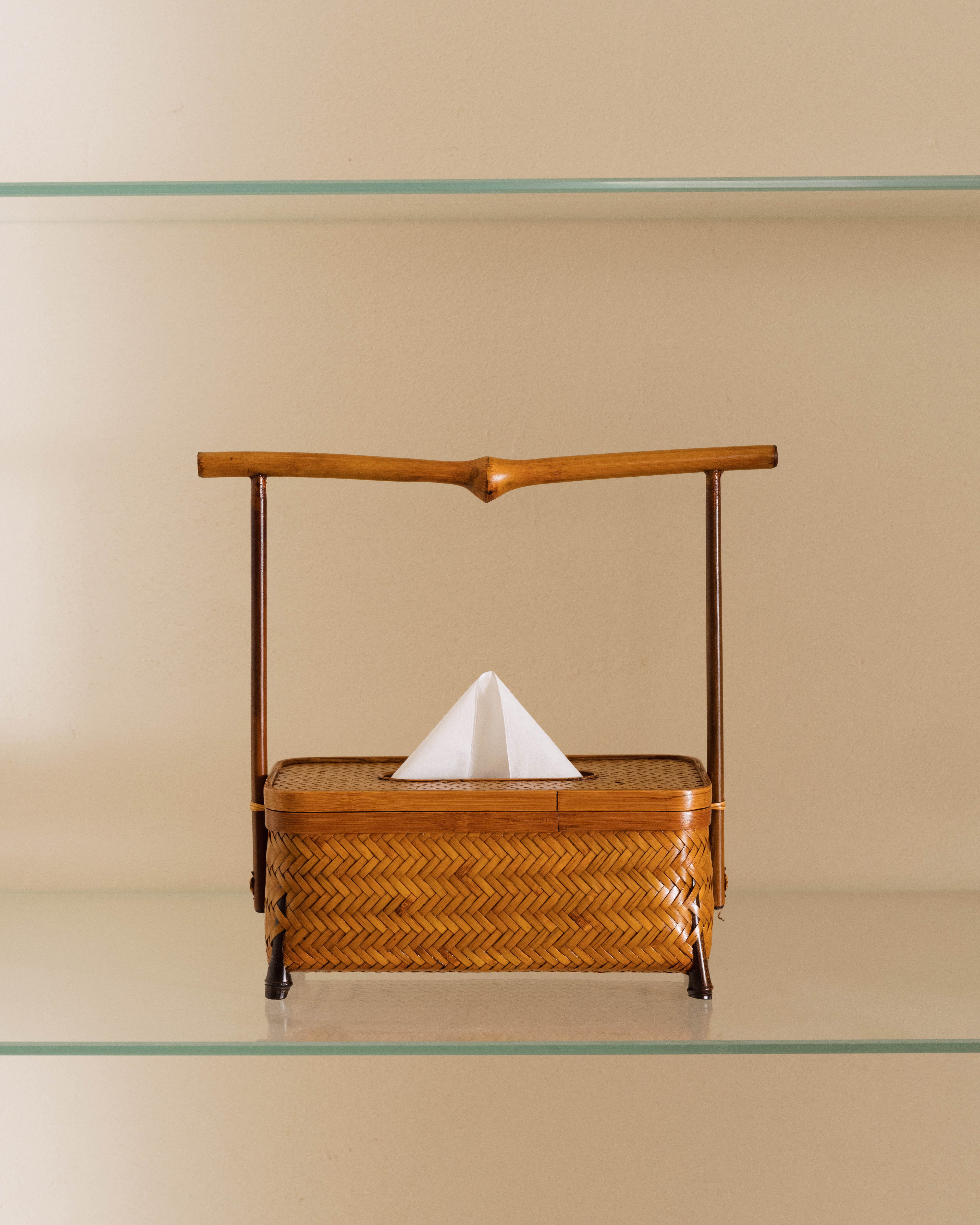 Bamboo Handle Tissue Box