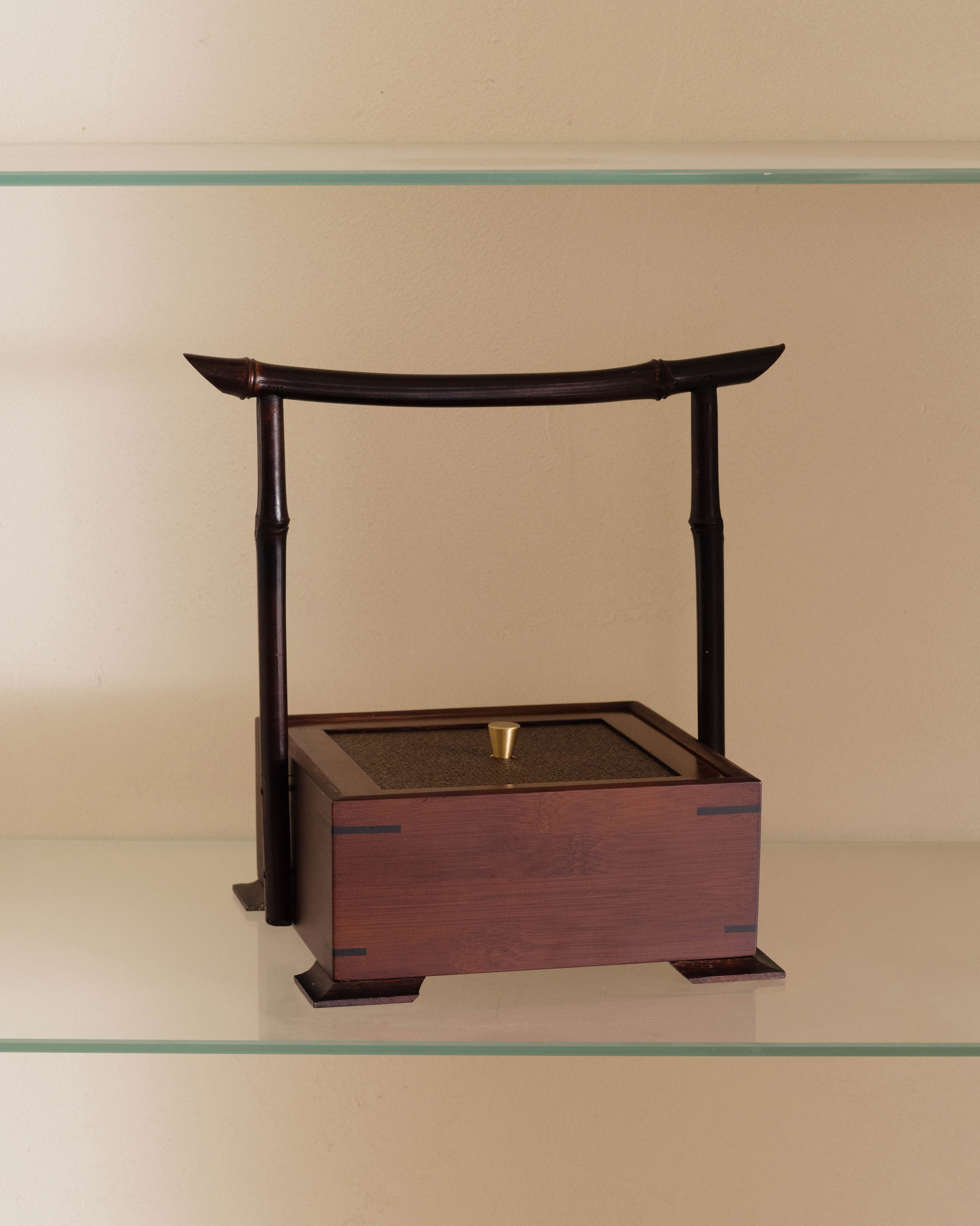 Wood Box with Weaved Rattan and Bamboo Handle