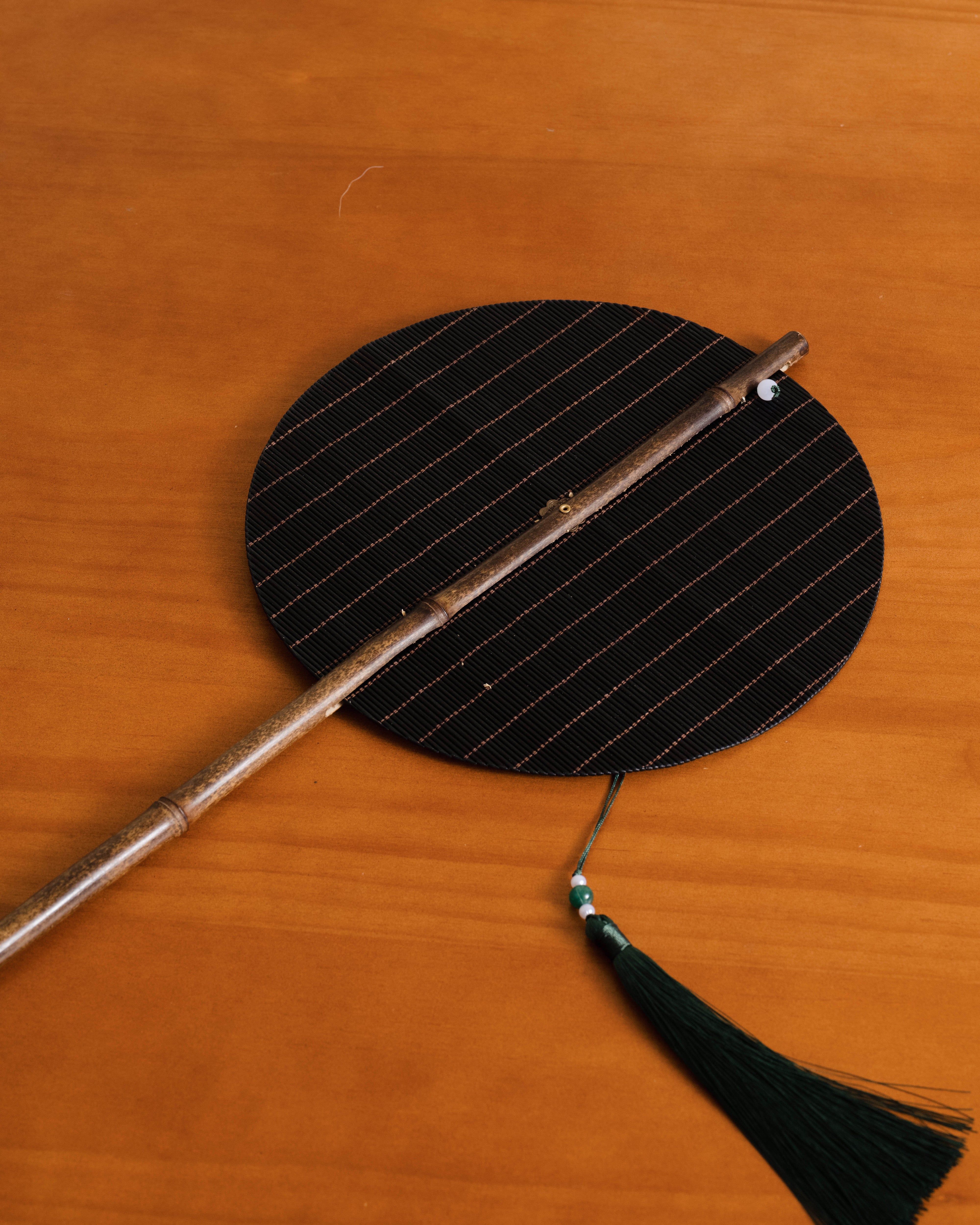Charcoal Foldable Bamboo Decorative Fan