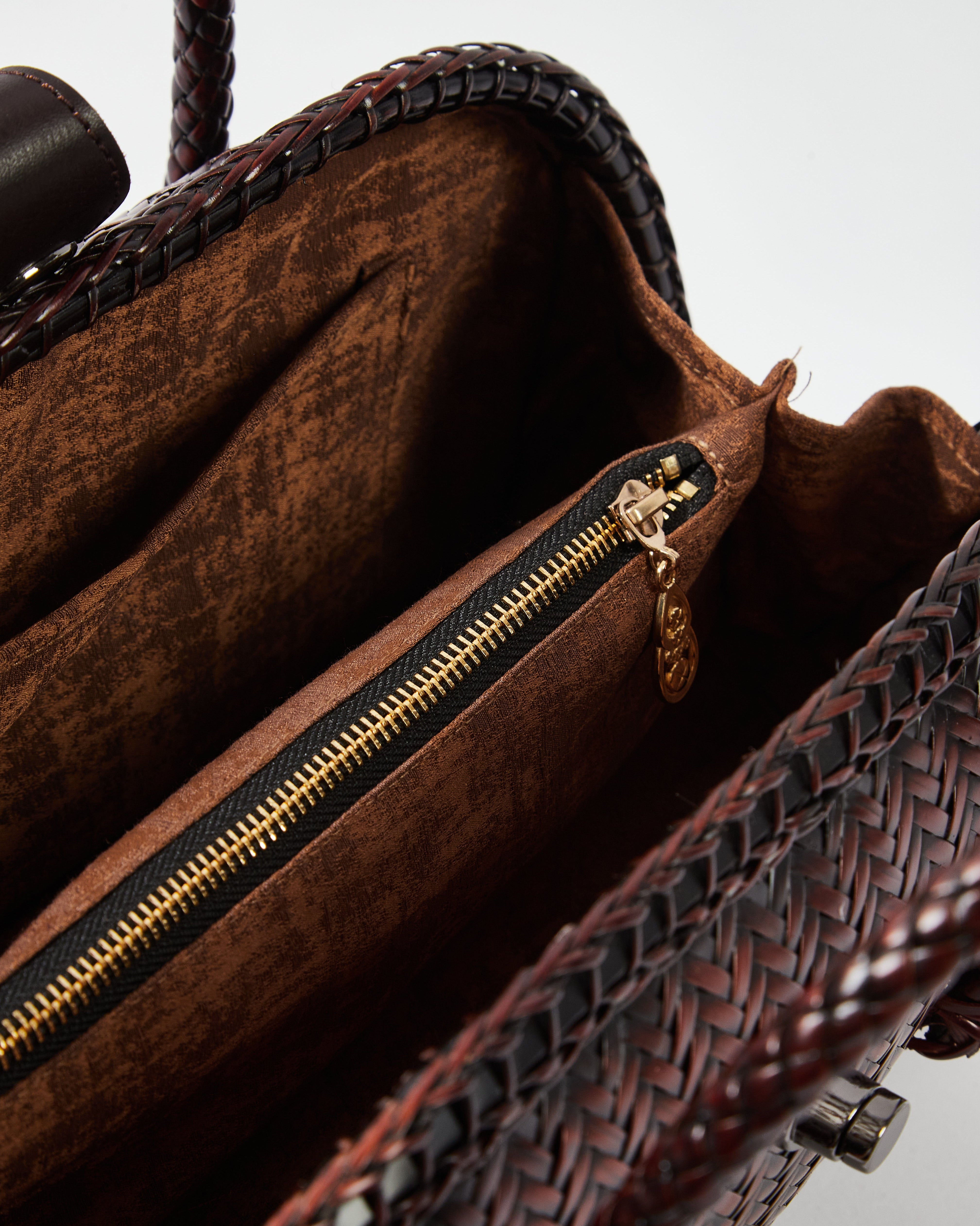 Woven Bamboo Handbag with Rattan Handle