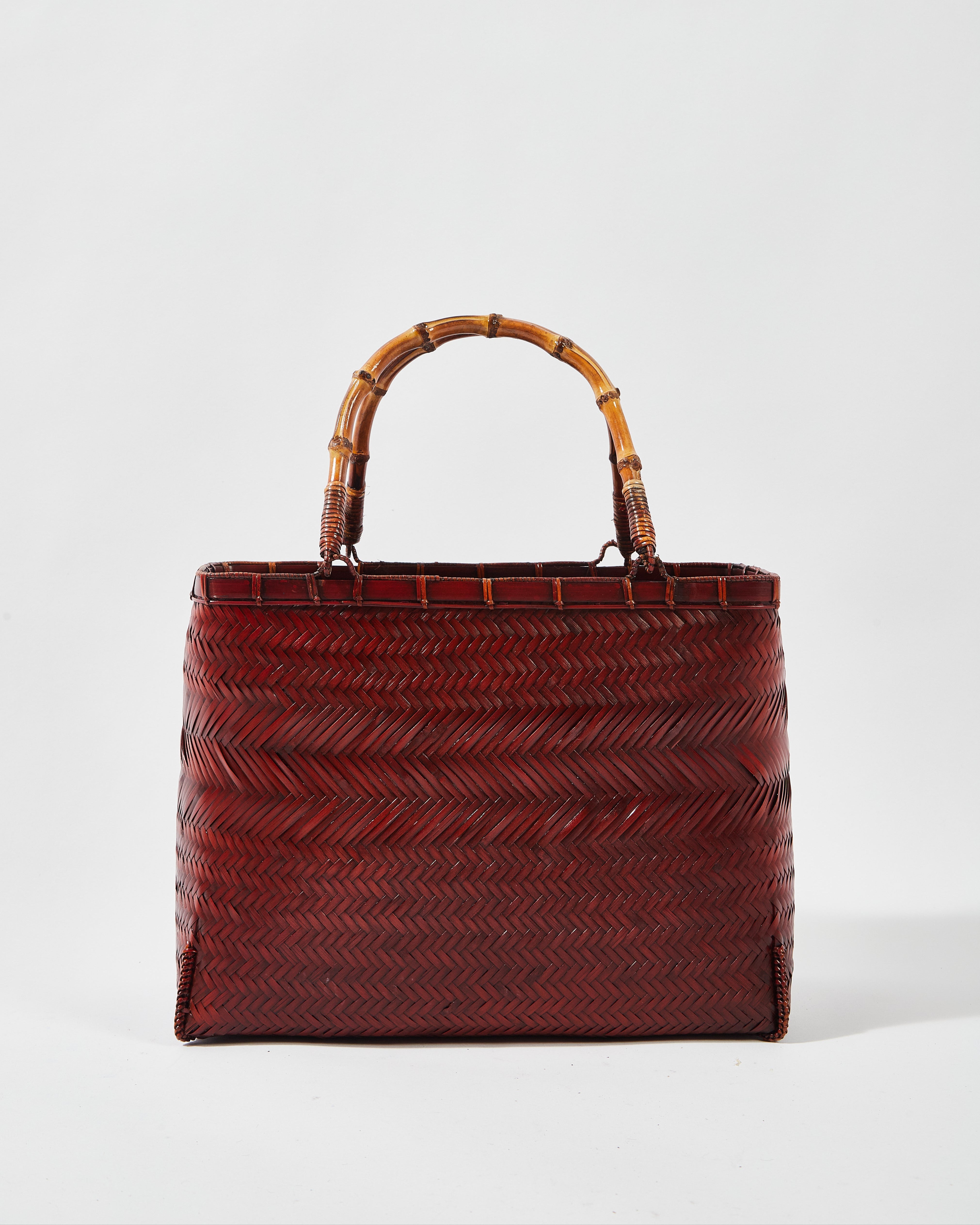 Woven Bamboo Bag with Bamboo Handle