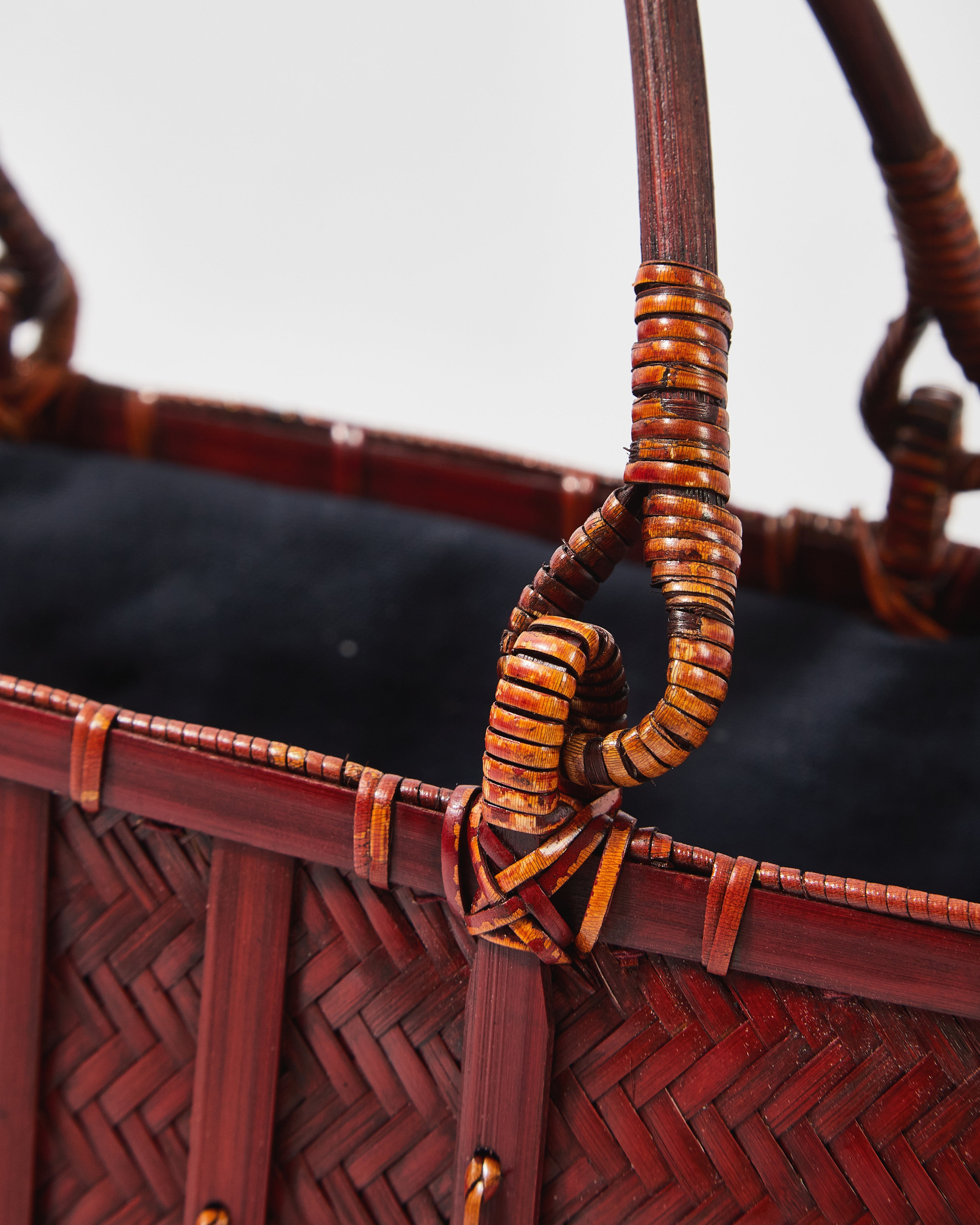 Large Woven Bamboo Bag with Cotton-Linen Pouch