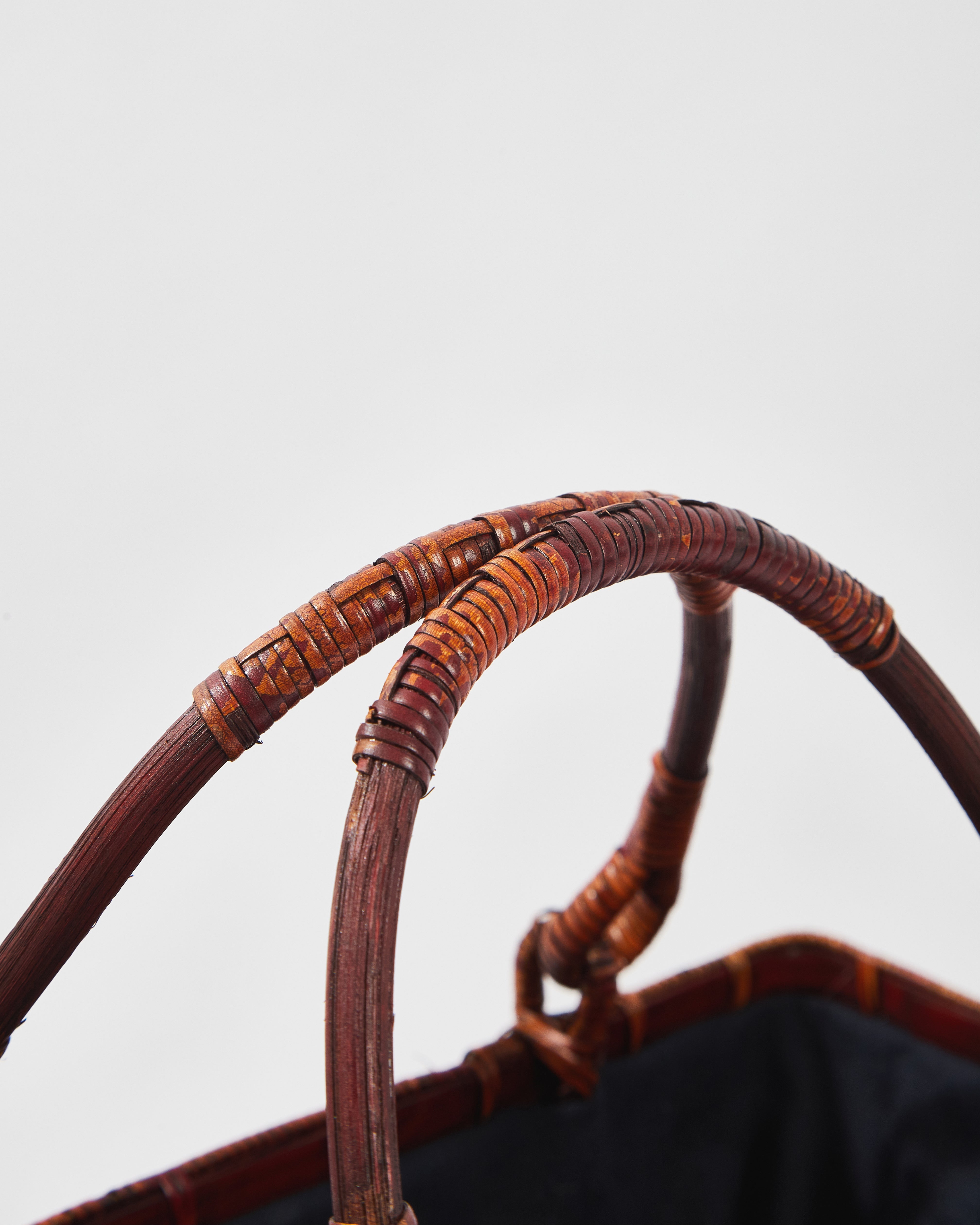 Large Woven Bamboo Bag with Cotton-Linen Pouch