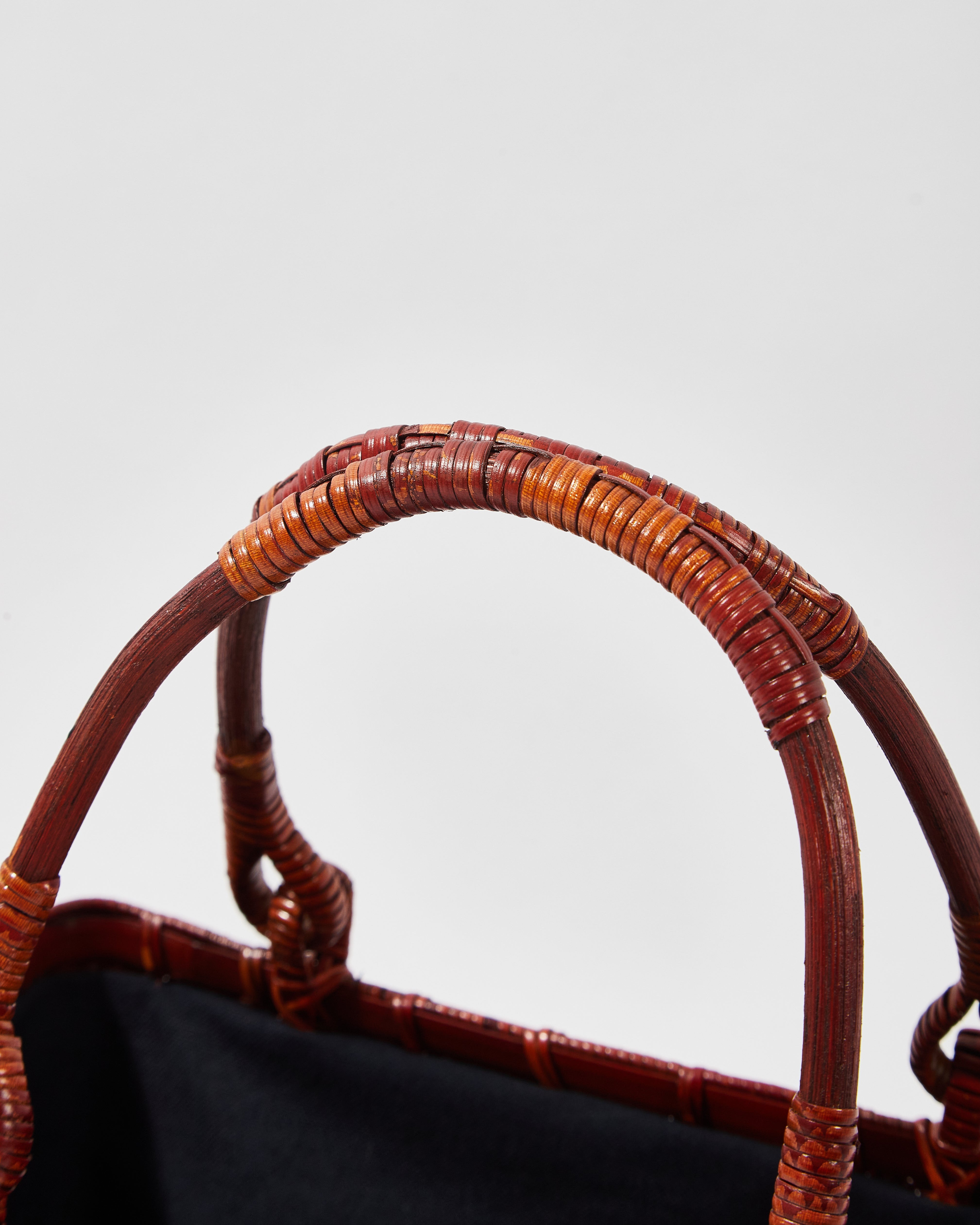 Medium Woven Bamboo Bag with Cotton-Linen Pouch