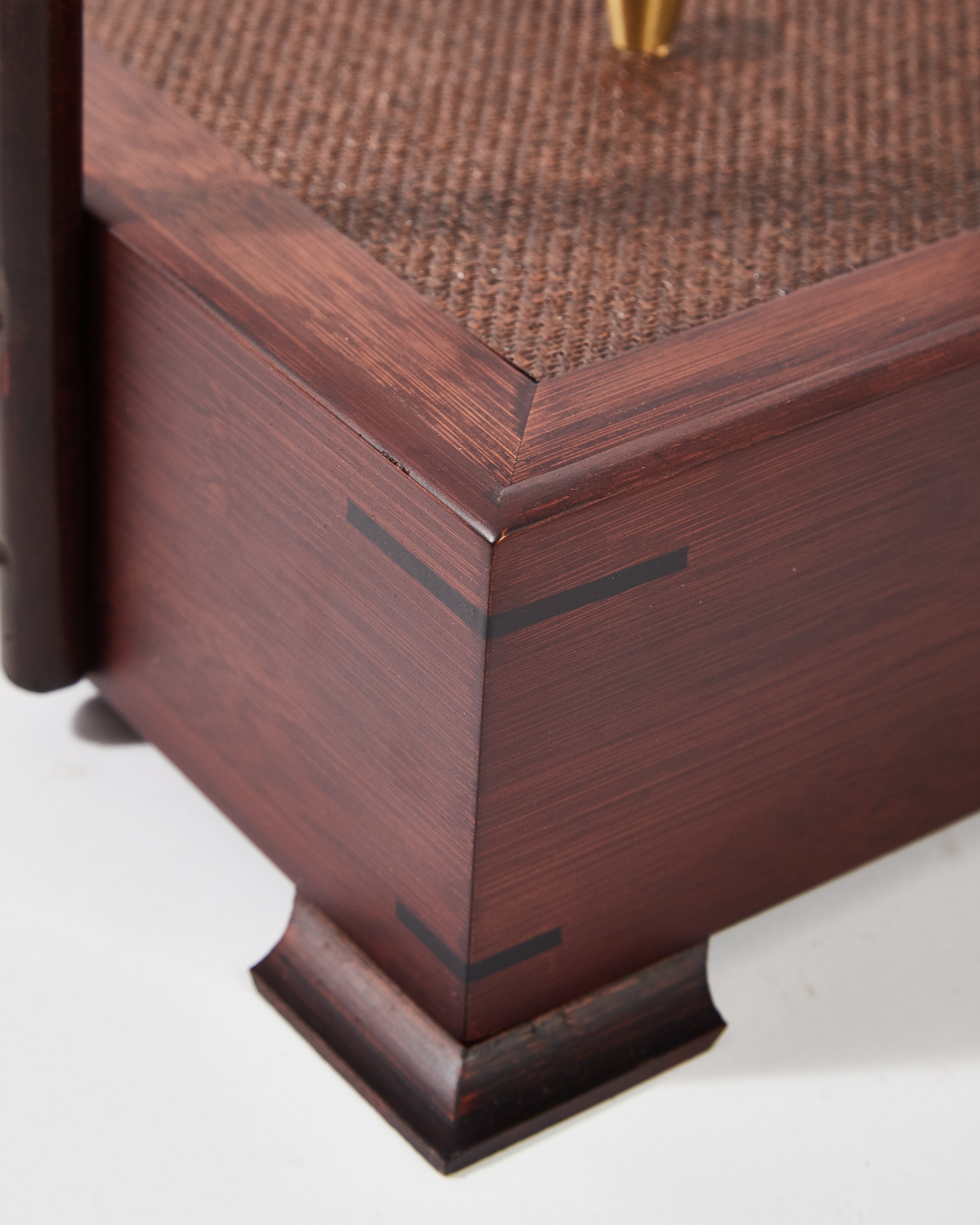 Wood Box with Weaved Rattan and Bamboo Handle