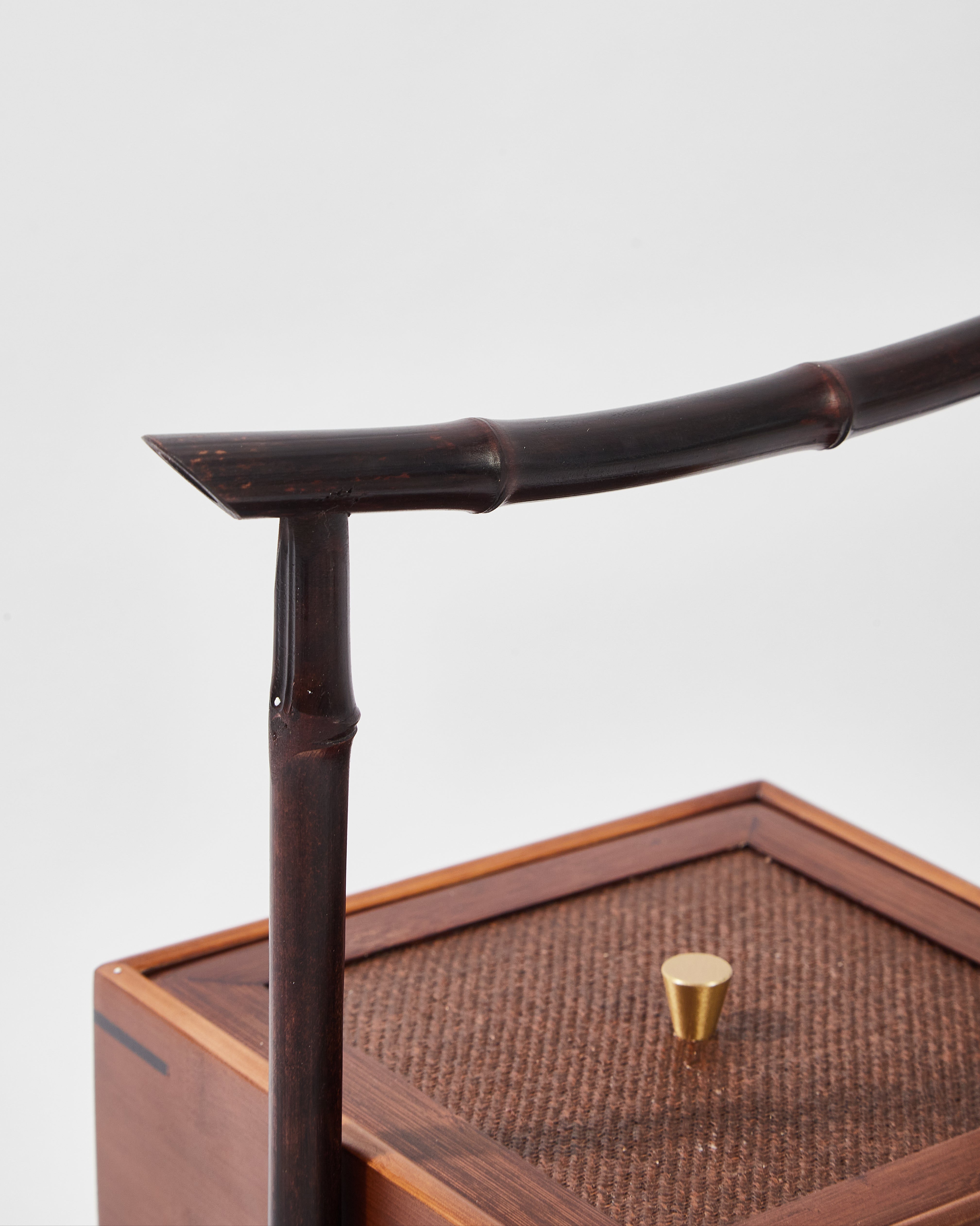 Wood Box with Weaved Rattan and Bamboo Handle