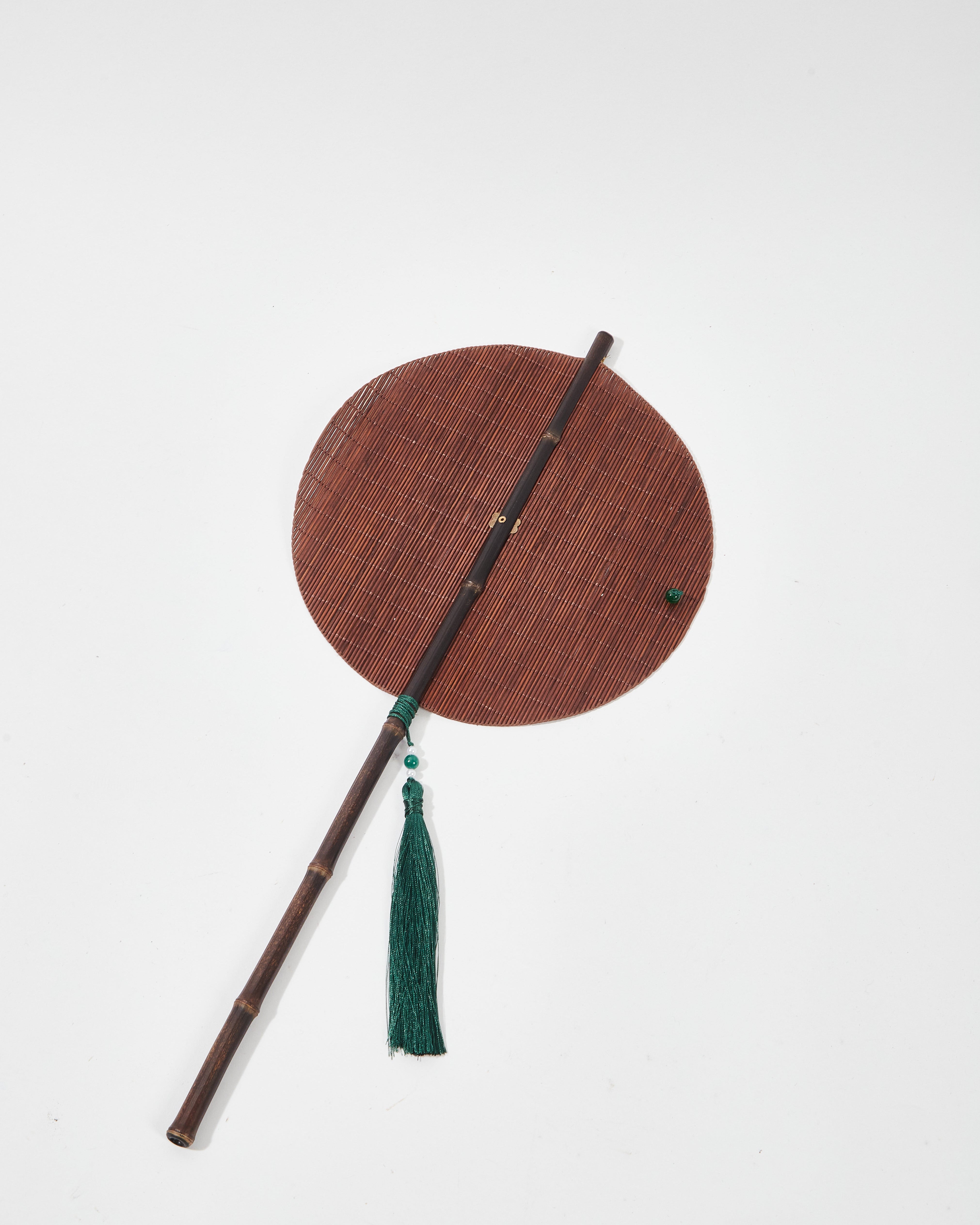 Chestnut Rotatable Bamboo Decorative Round Fan