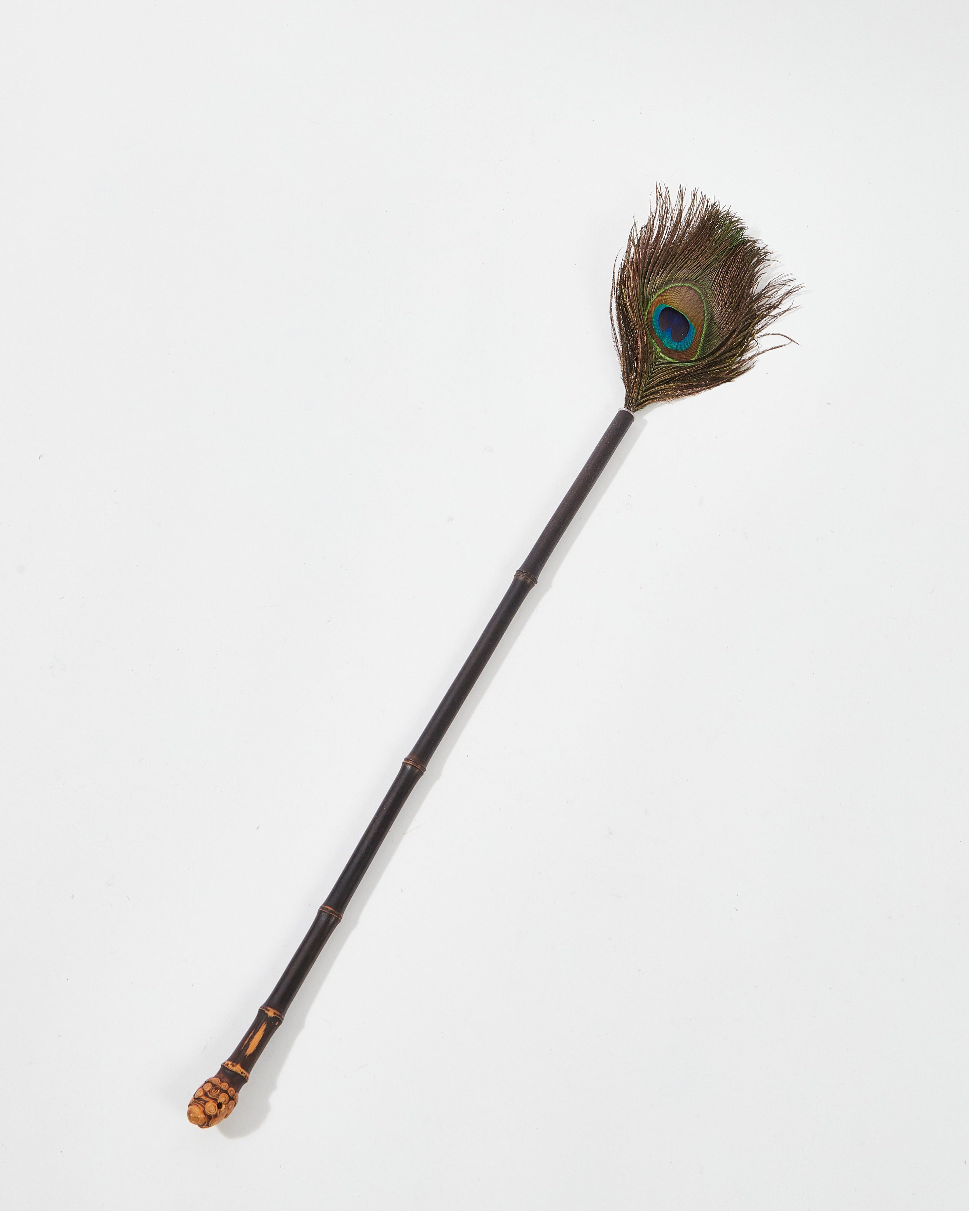 Peacock Feather Duster with Bamboo Handle