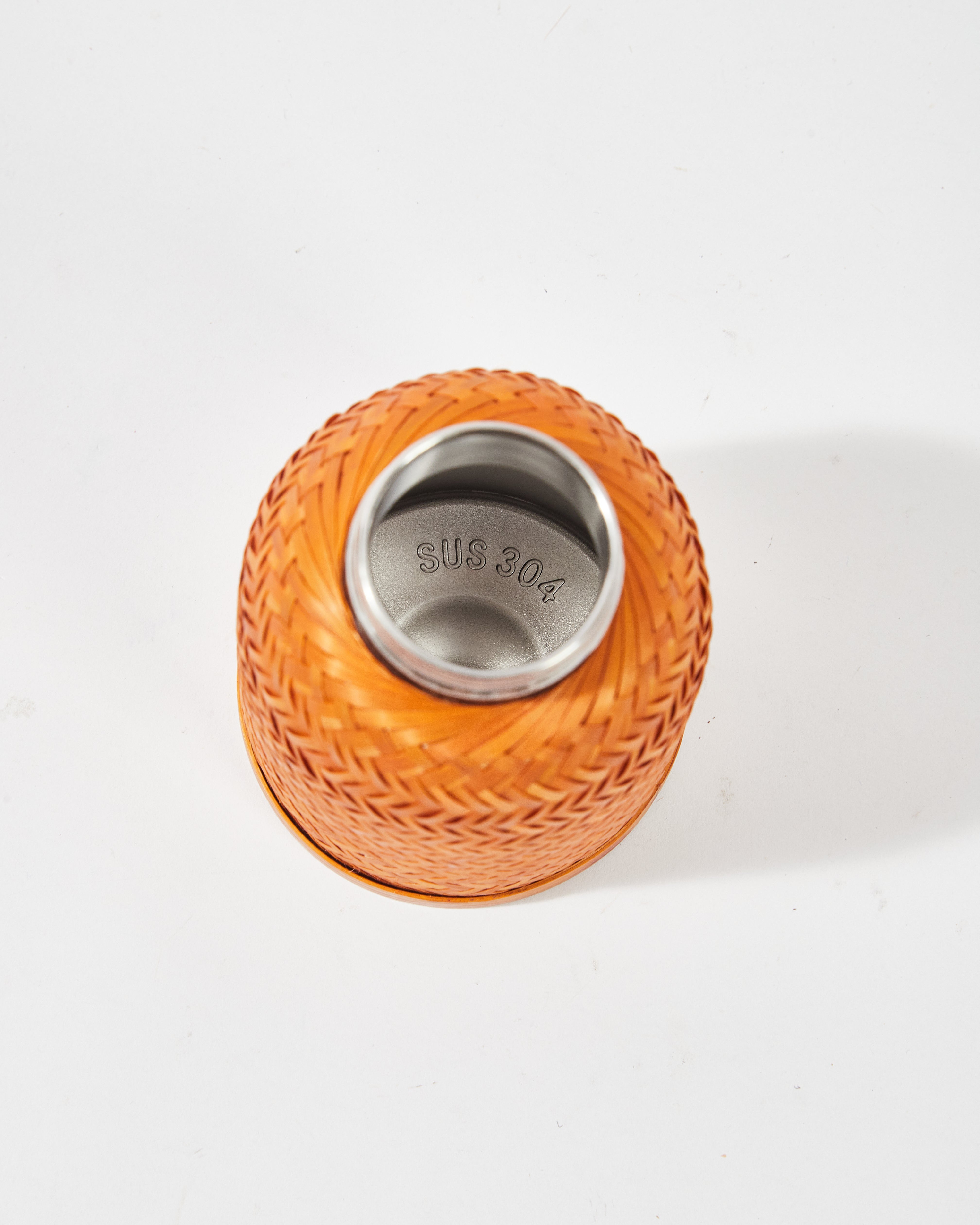 Roasted Bamboo Woven Stainless Steel Insulated Travel Mug