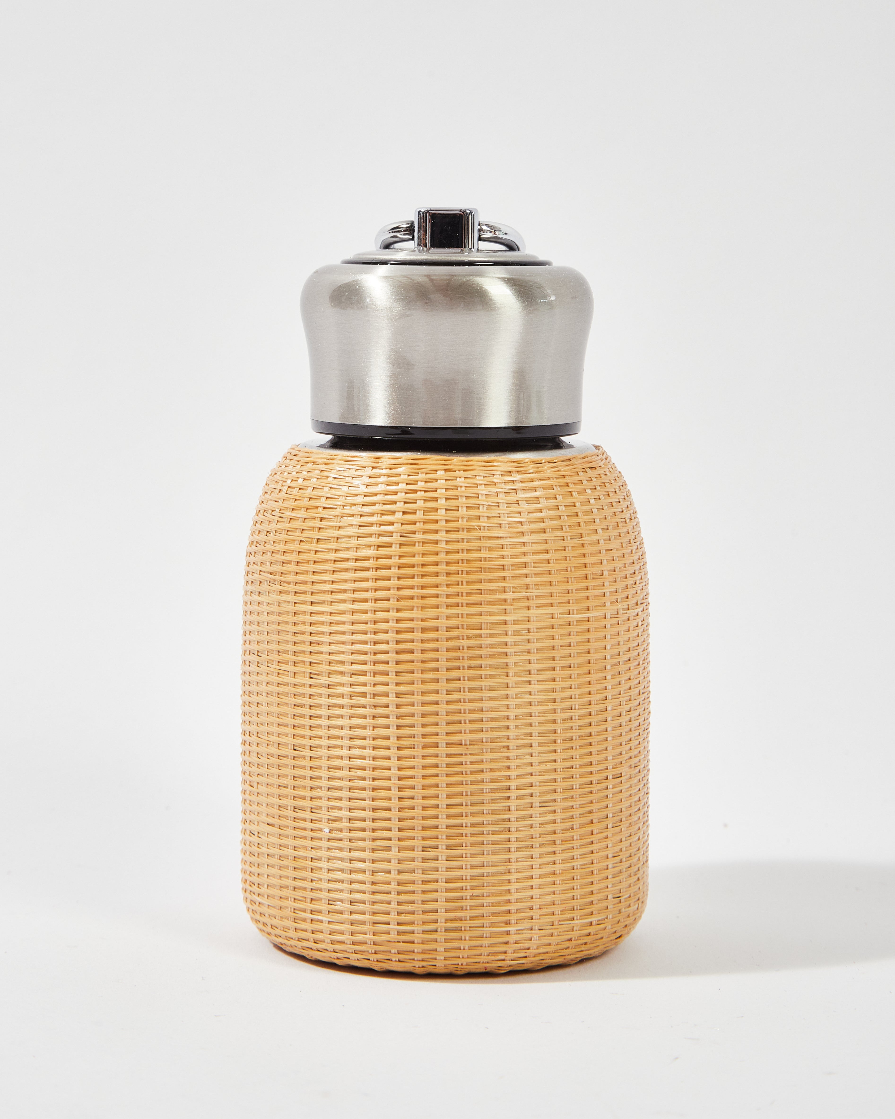 Neutral Bamboo Woven Stainless Steel Insulated Travel Mug