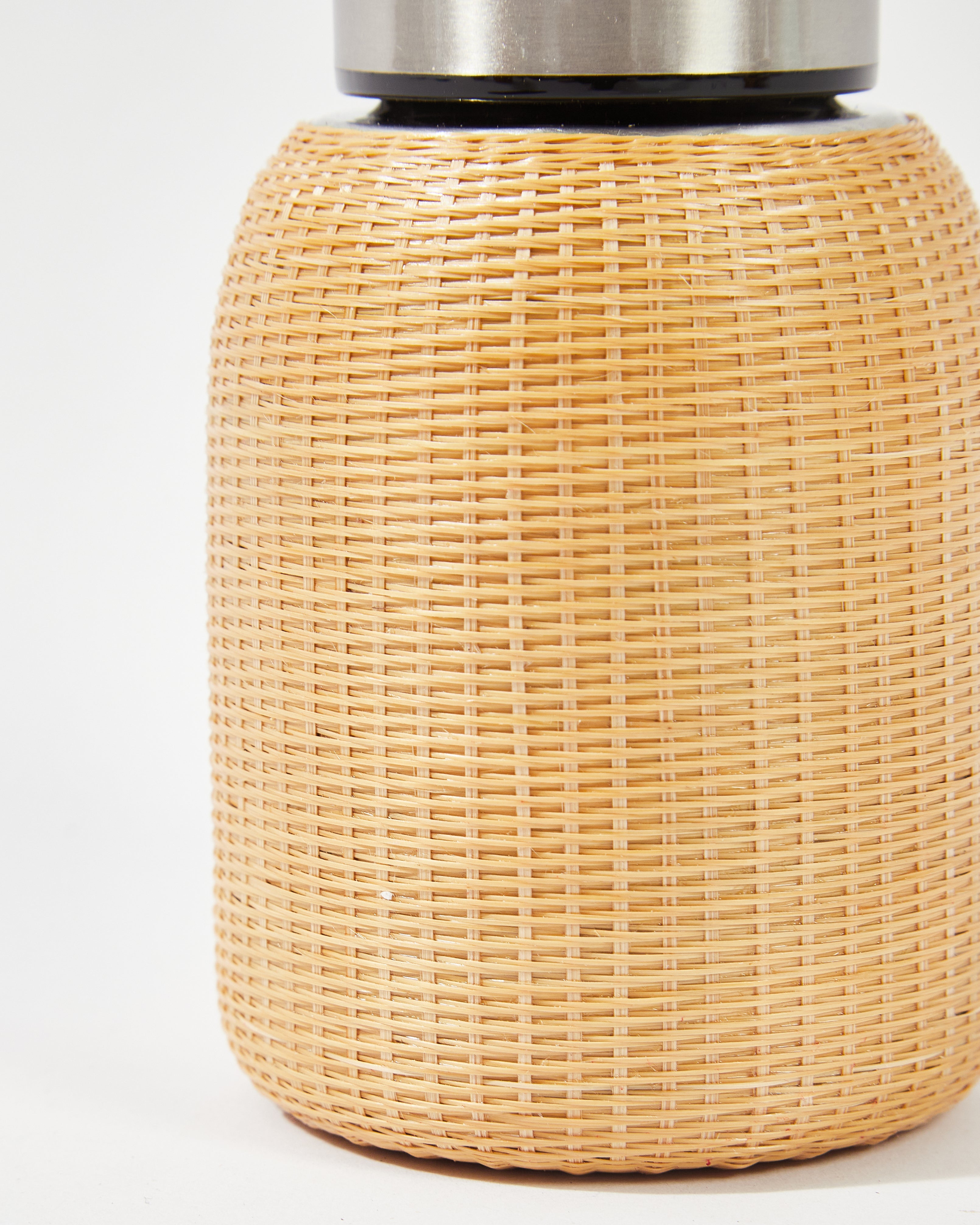 Neutral Bamboo Woven Stainless Steel Insulated Travel Mug