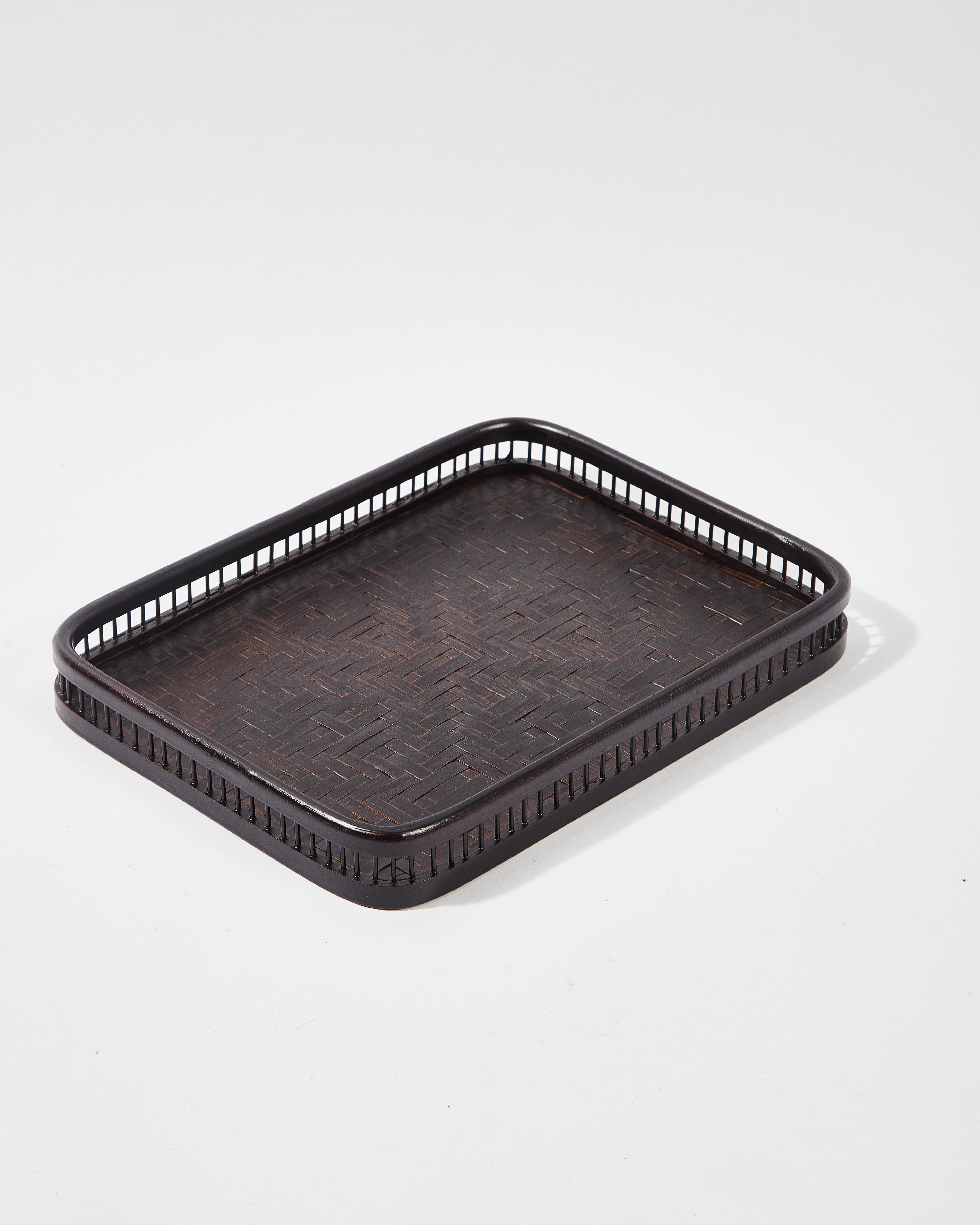 Bamboo Lacquerware Rectangular Tray in Diamond Weave