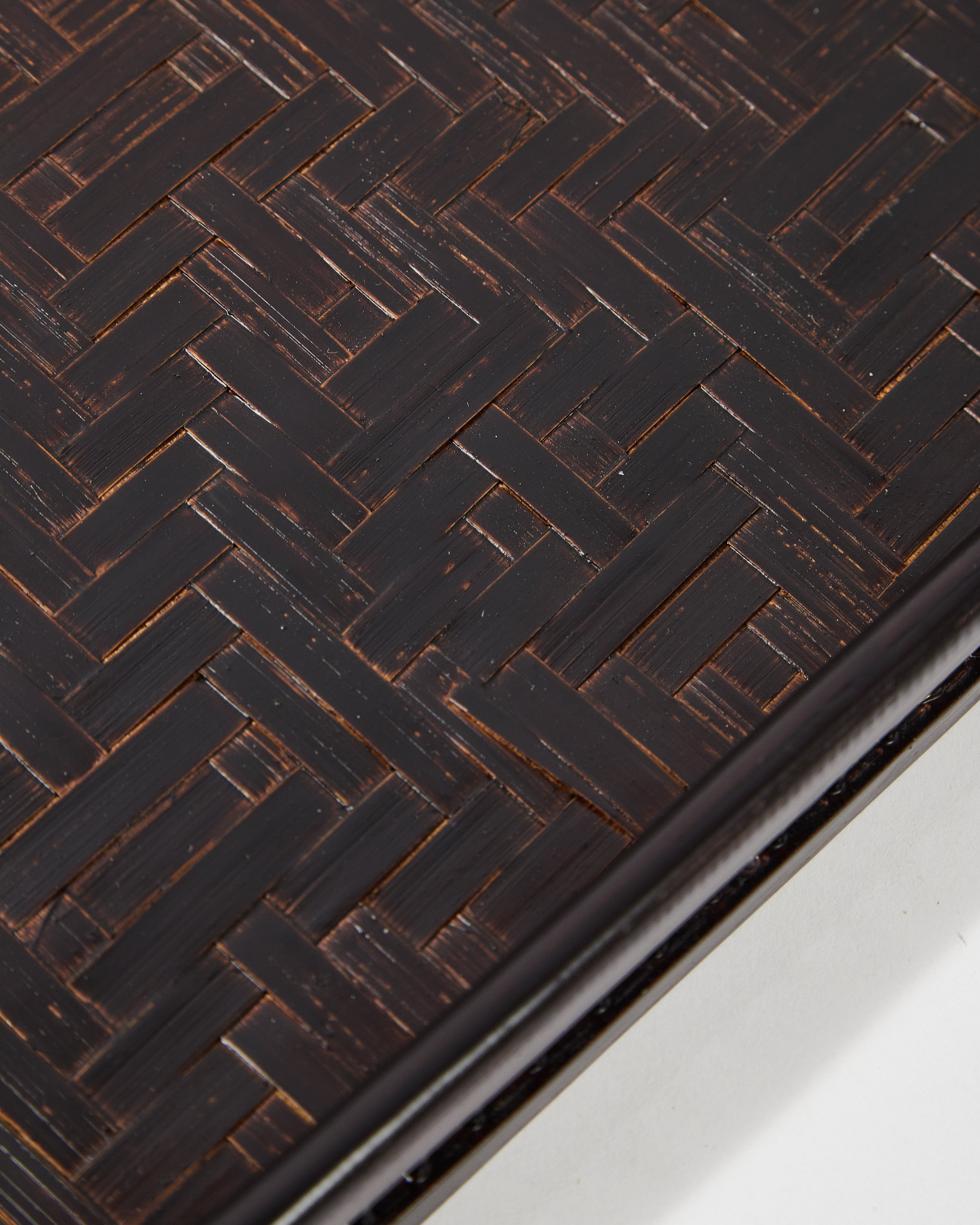 Bamboo Lacquerware Rectangular Tray in Diamond Weave