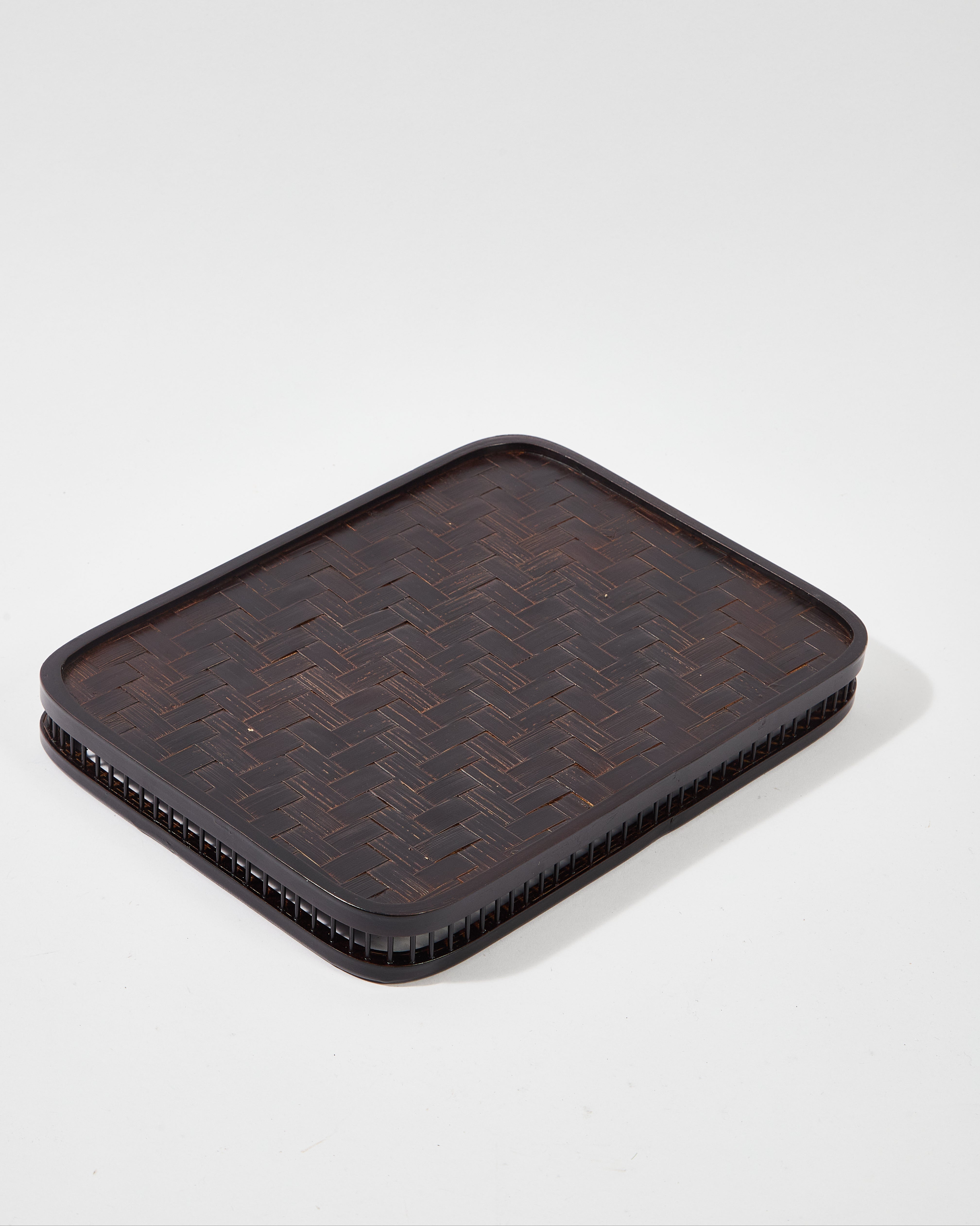 Bamboo Lacquerware Rectangular Tray in Diamond Weave