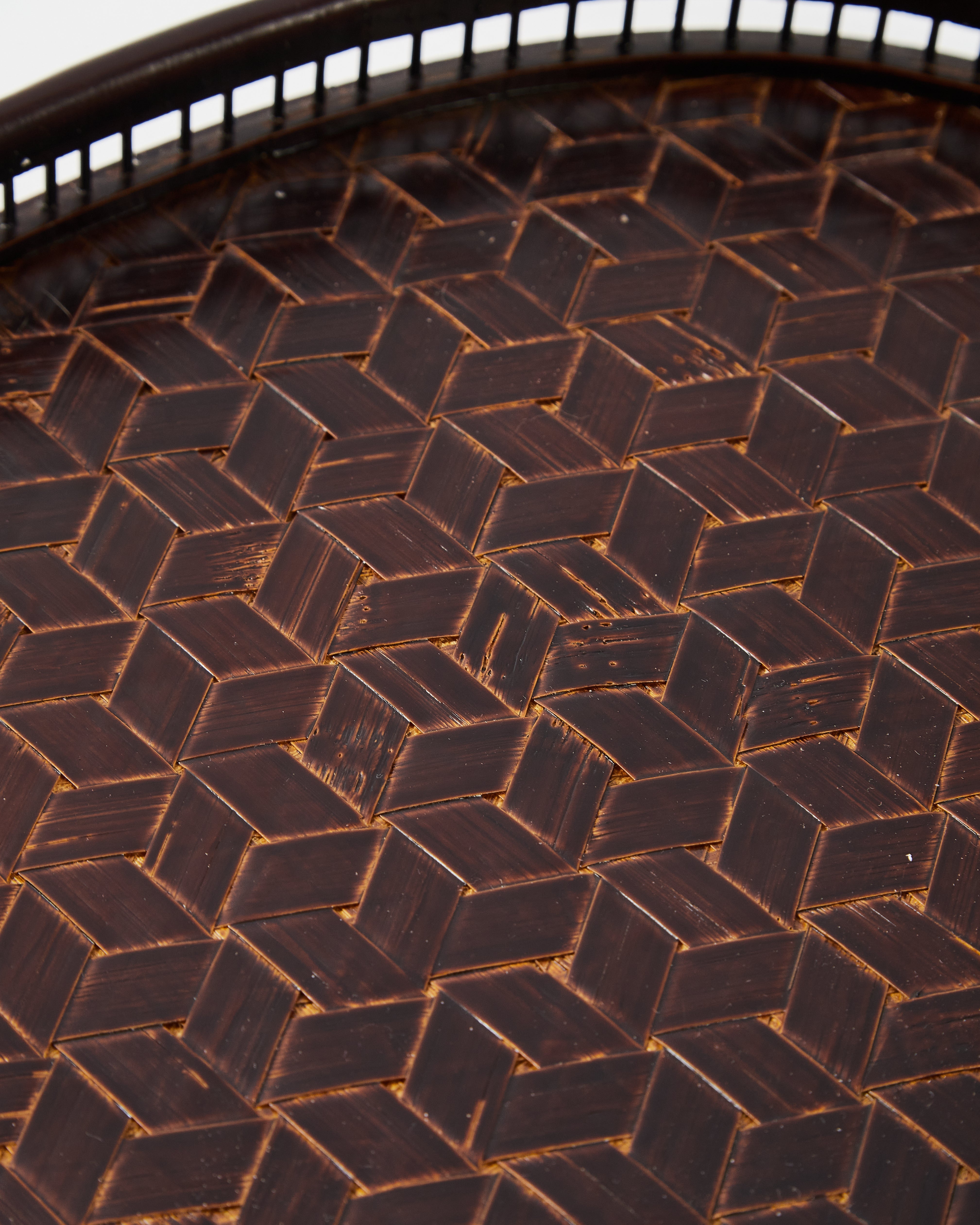 Bamboo Lacquerware Oval Tray in Turtle Weave