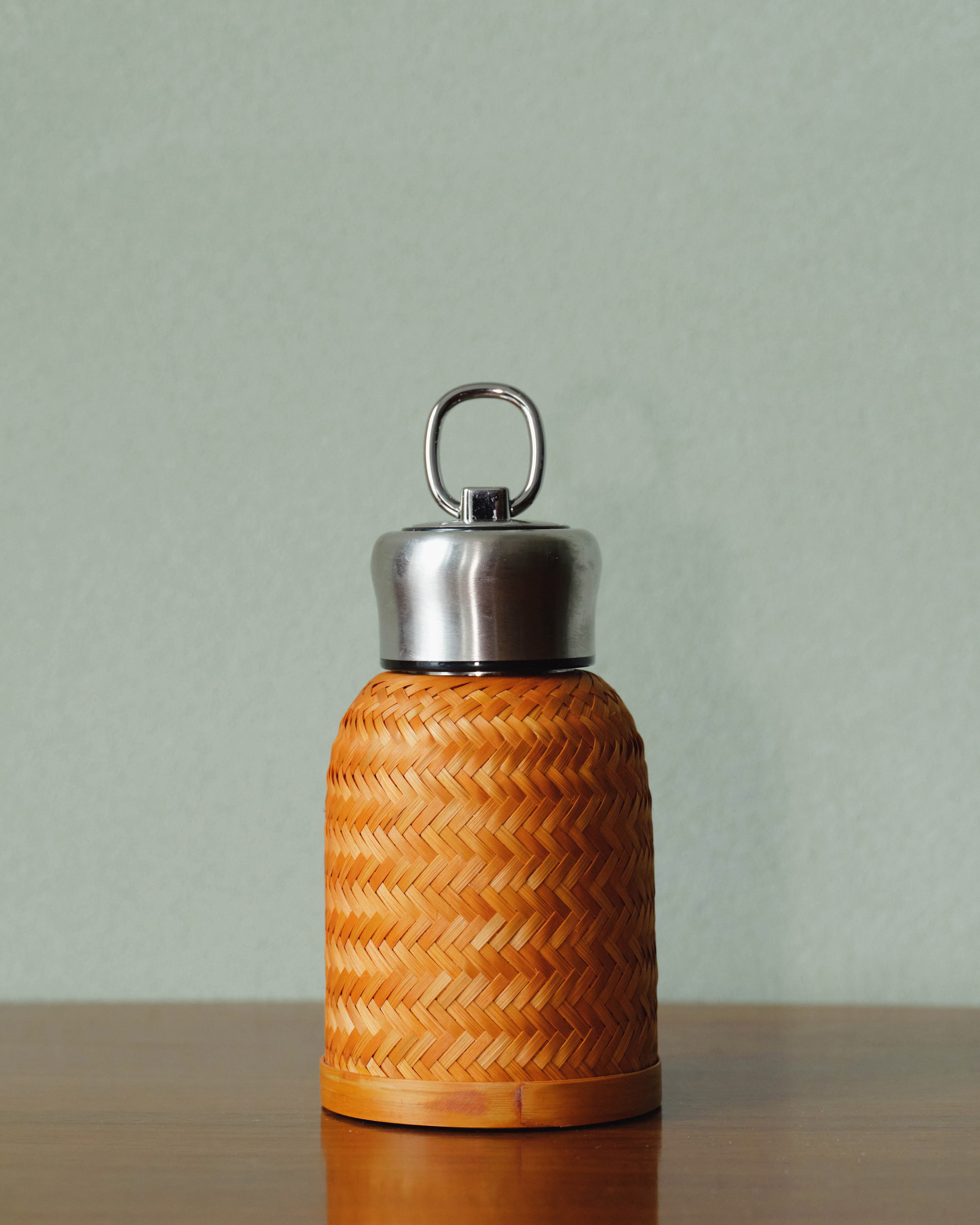 Roasted Bamboo Woven Stainless Steel Insulated Travel Mug