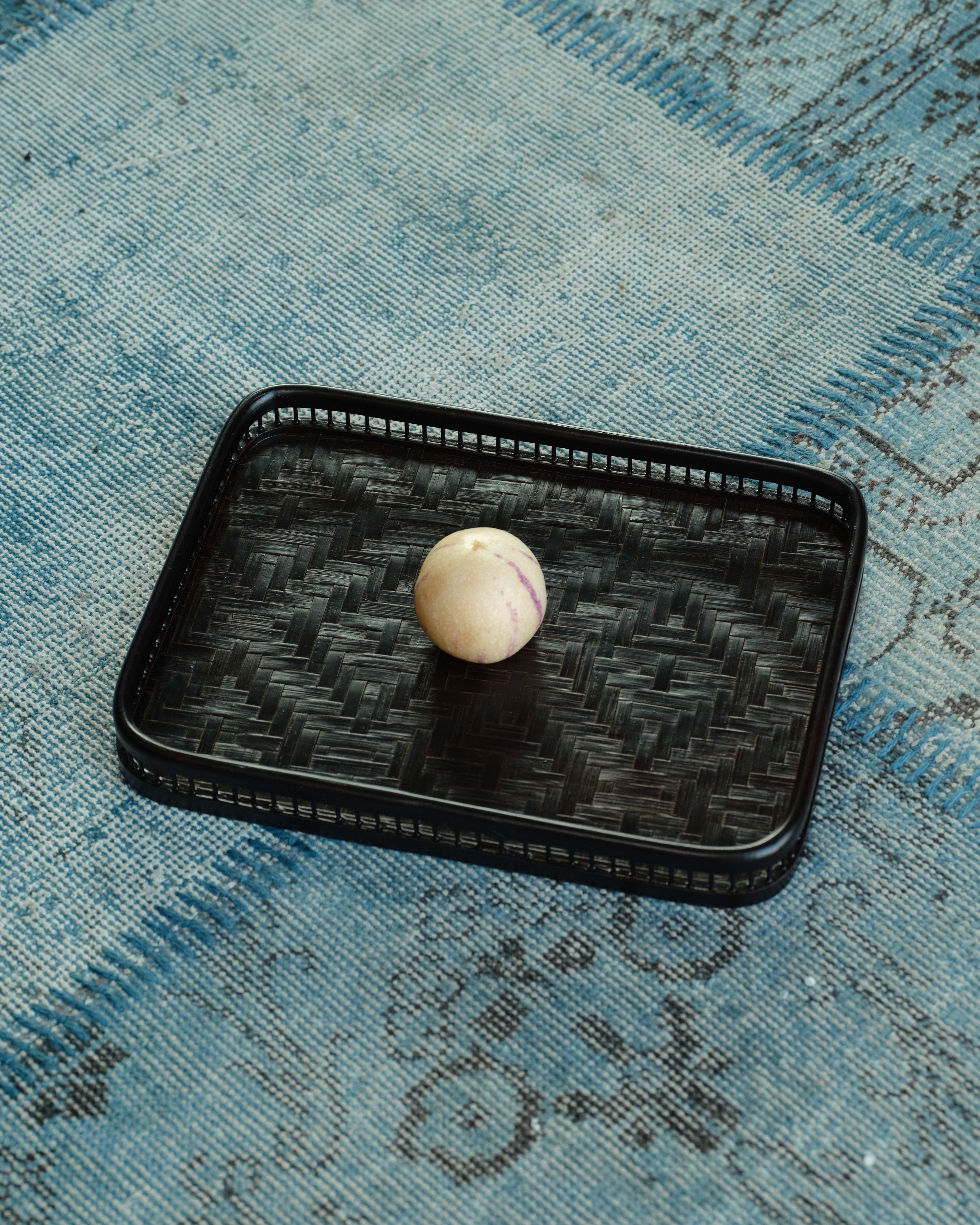 Bamboo Lacquerware Rectangular Tray in Diamond Weave